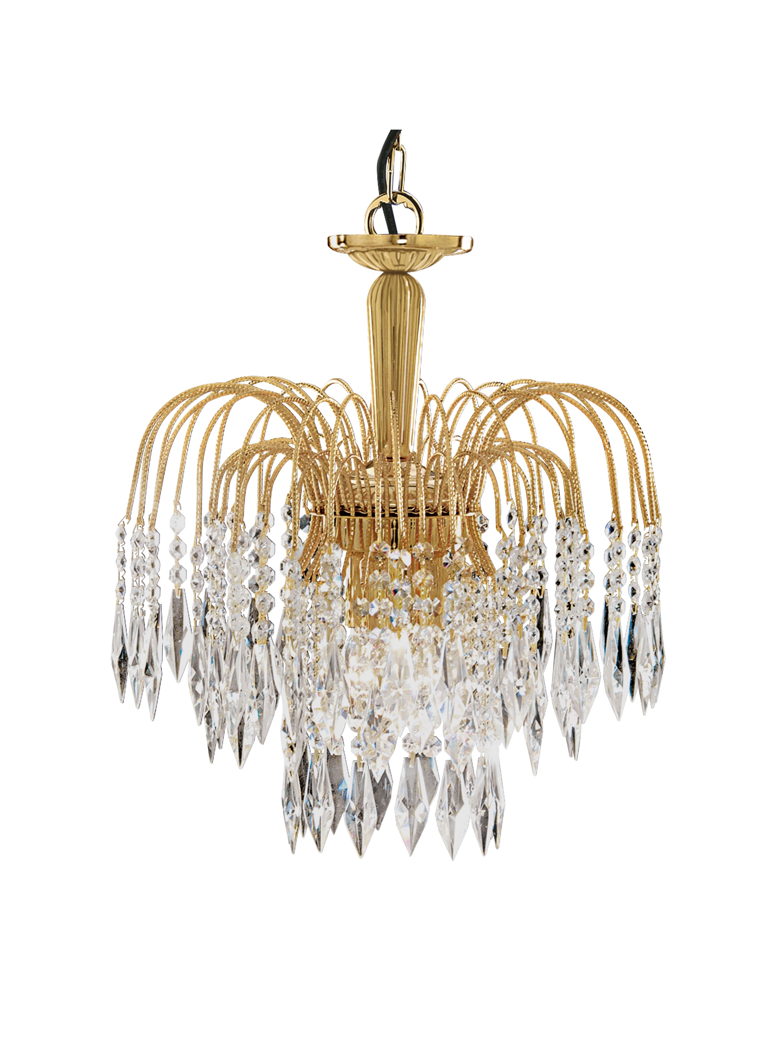 Searchlight Webb - 3 Light Ceiling Pendant, Gold, Clear Crystal
