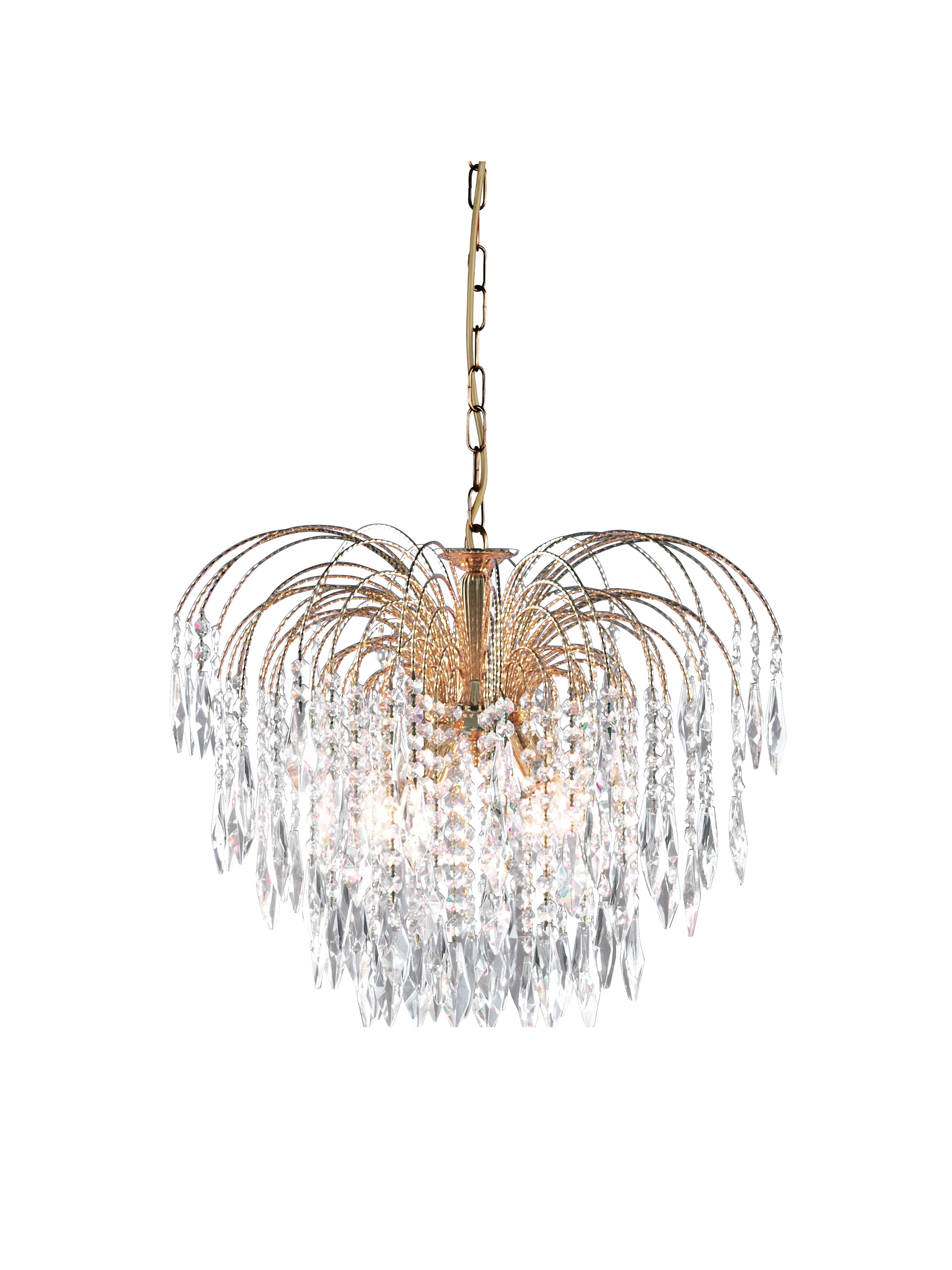 Searchlight Webb - 5 Light Ceiling Pendant, Gold, Clear Crystal