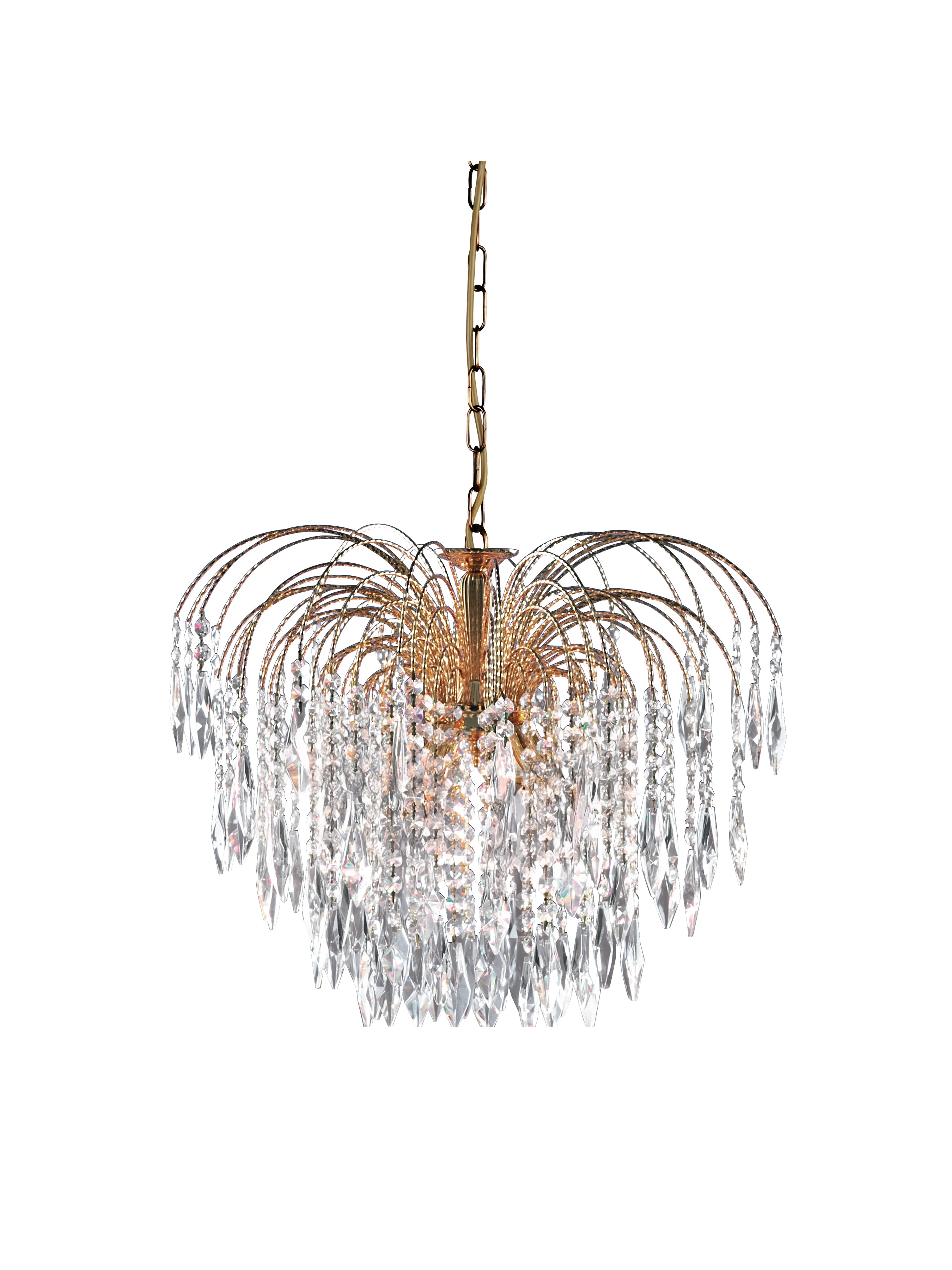 Searchlight Webb - 5 Light Ceiling Pendant, Gold, Clear Crystal
