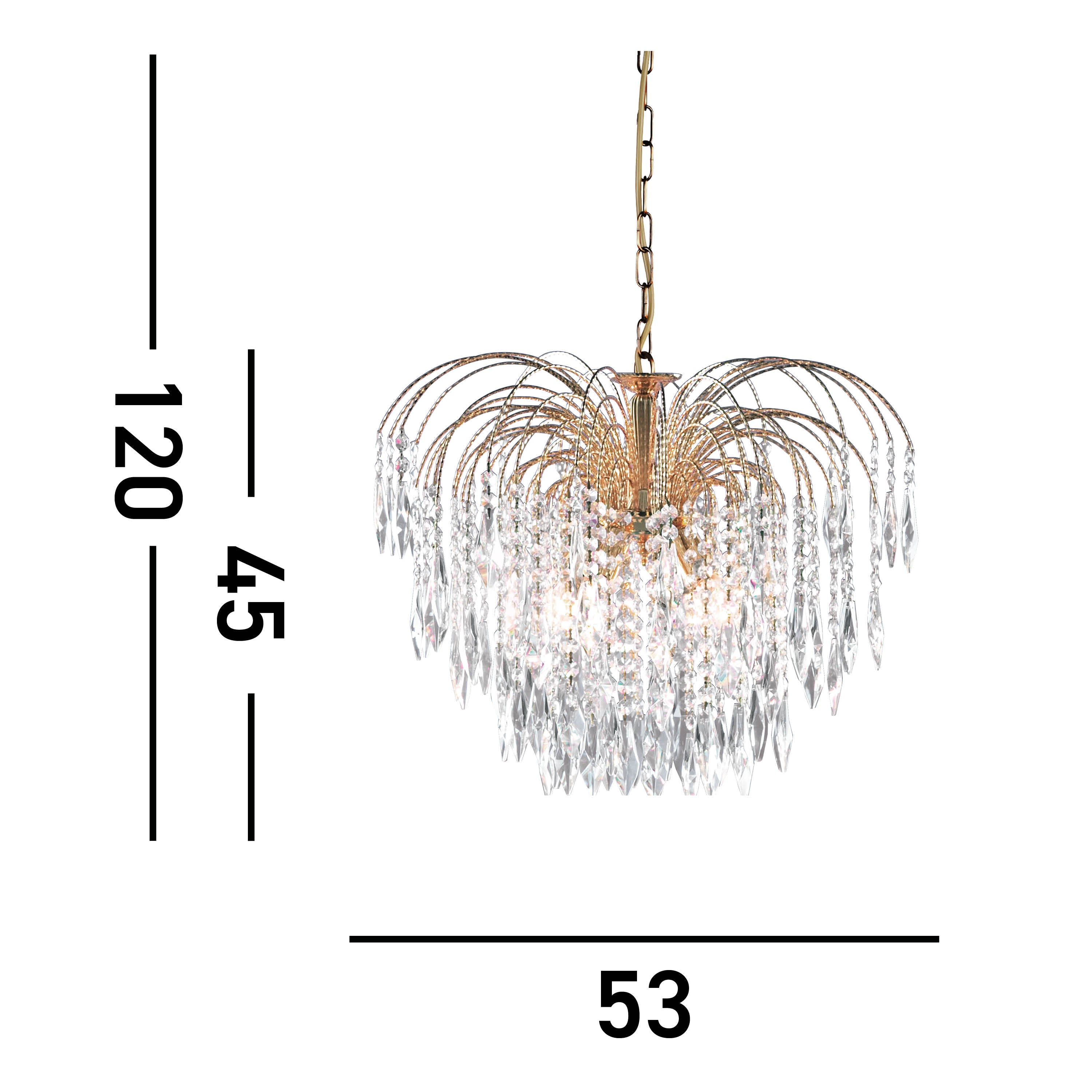 Searchlight Webb - 5 Light Ceiling Pendant, Gold, Clear Crystal