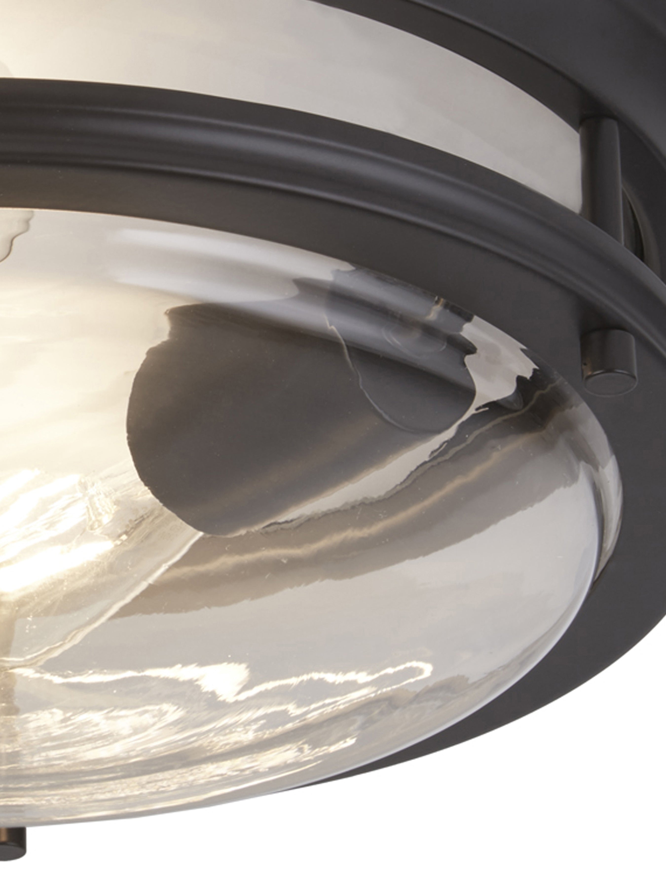 Searchlight George 2 Light Flush - Black & Clear Glass