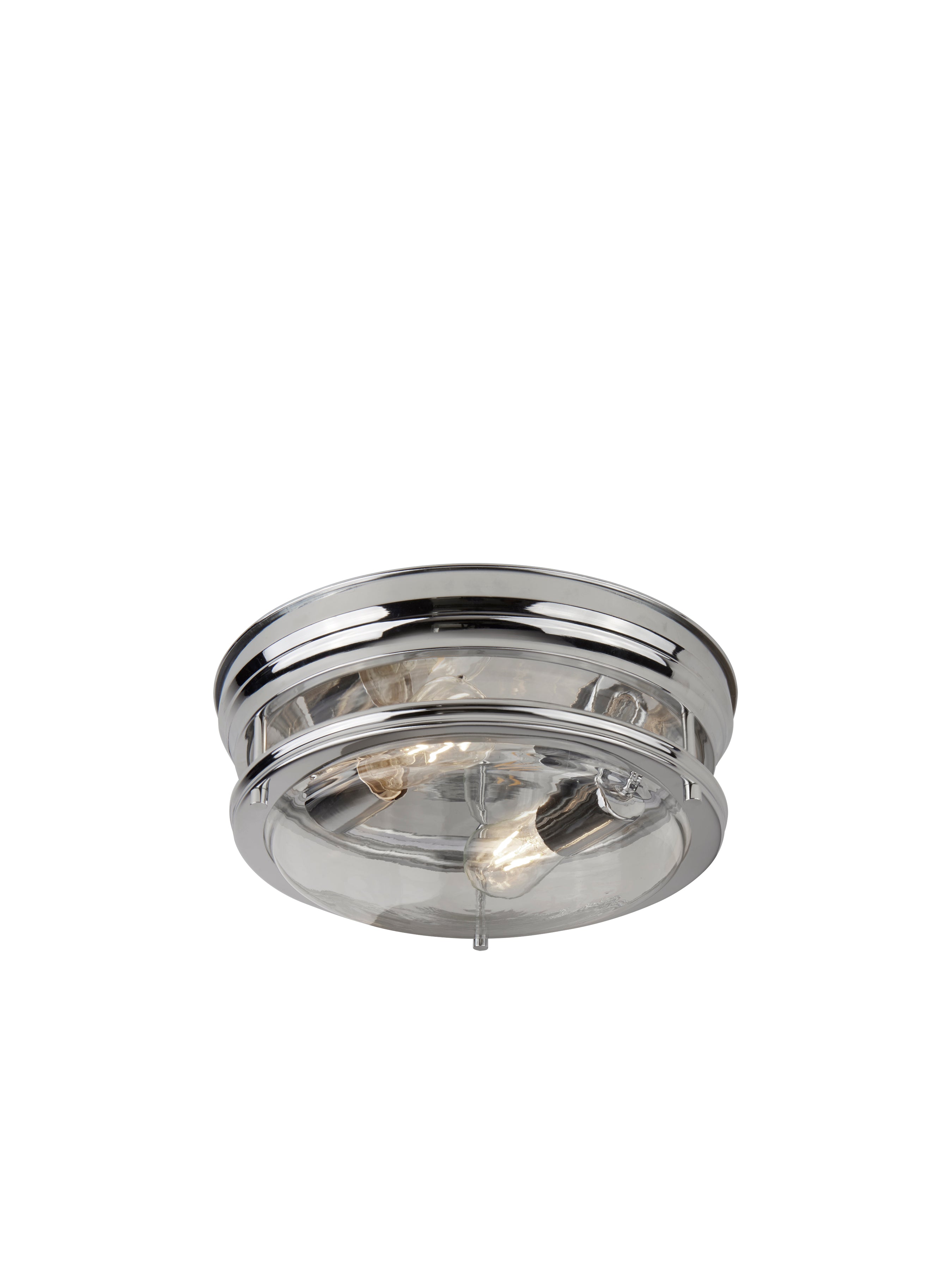 Searchlight Eastlake 2 Light Flush Fitting Chrome With Clear Glass IP44