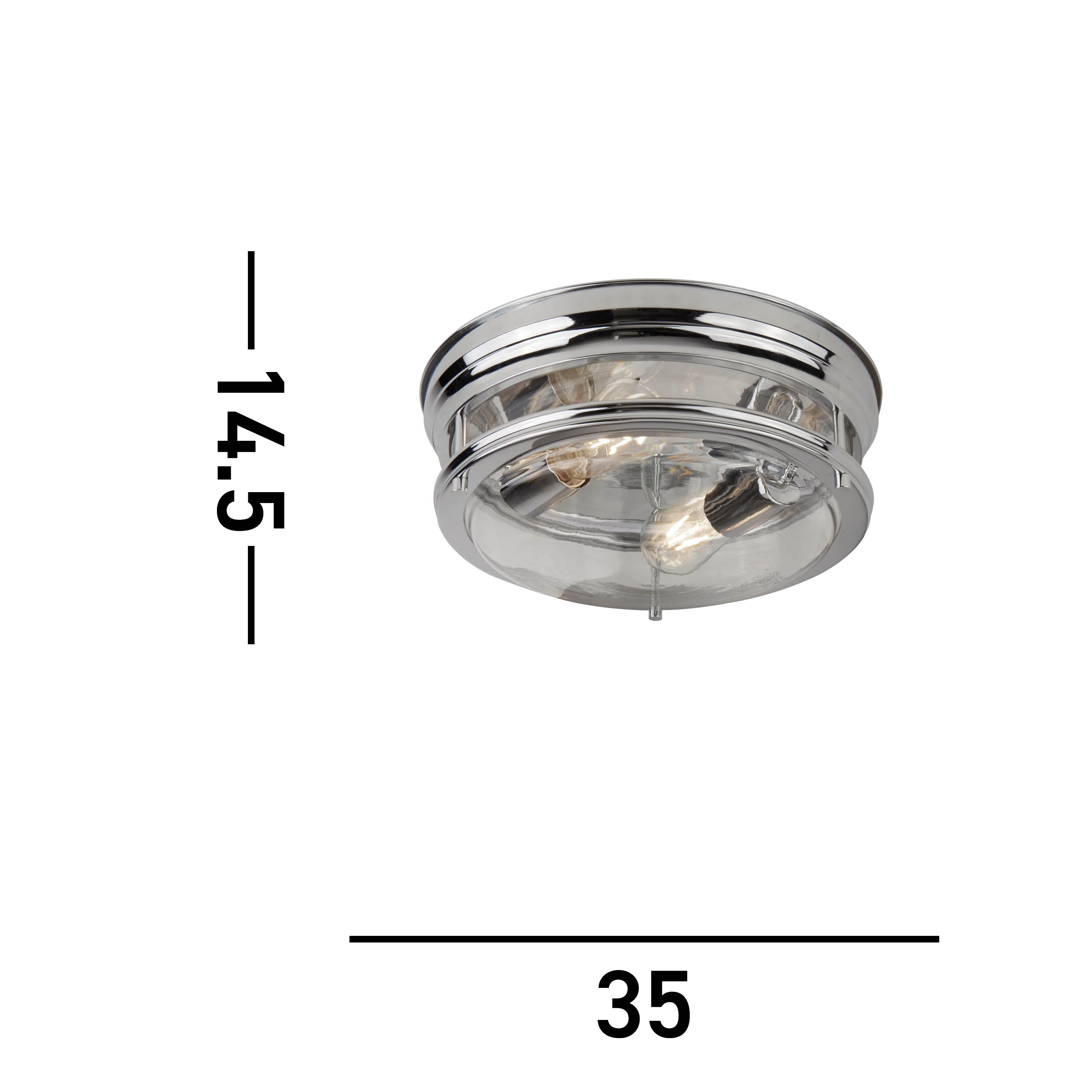 Searchlight Eastlake 2 Light Flush Fitting Chrome With Clear Glass IP44