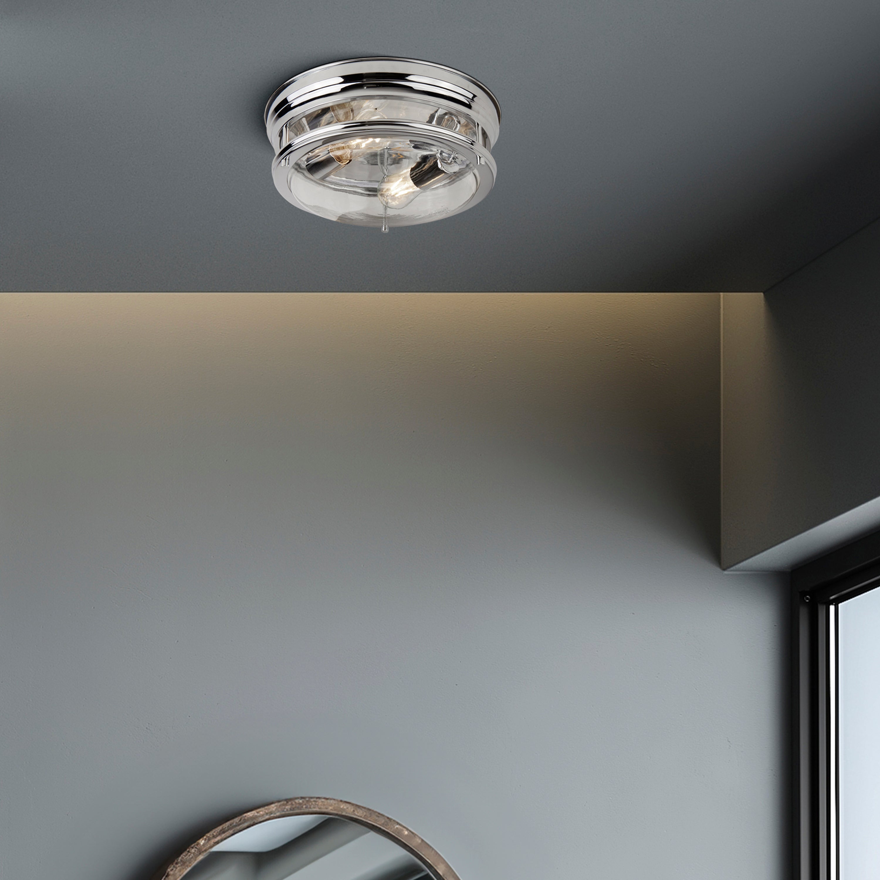Searchlight Eastlake 2 Light Flush Fitting Chrome With Clear Glass IP44