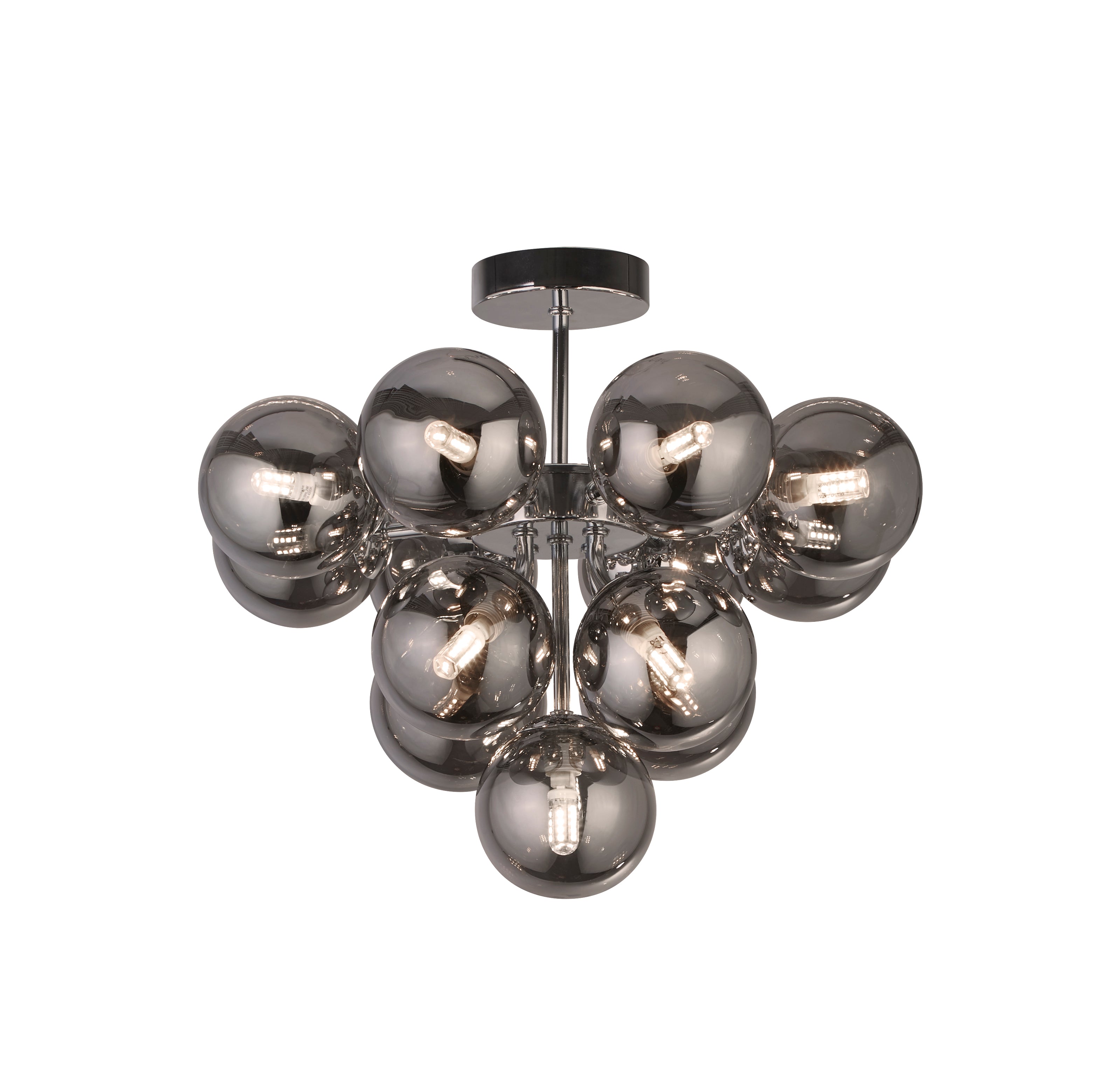 Searchlight Beau 13 Light Ceiling Pendant - Chrome & Smoked Glass