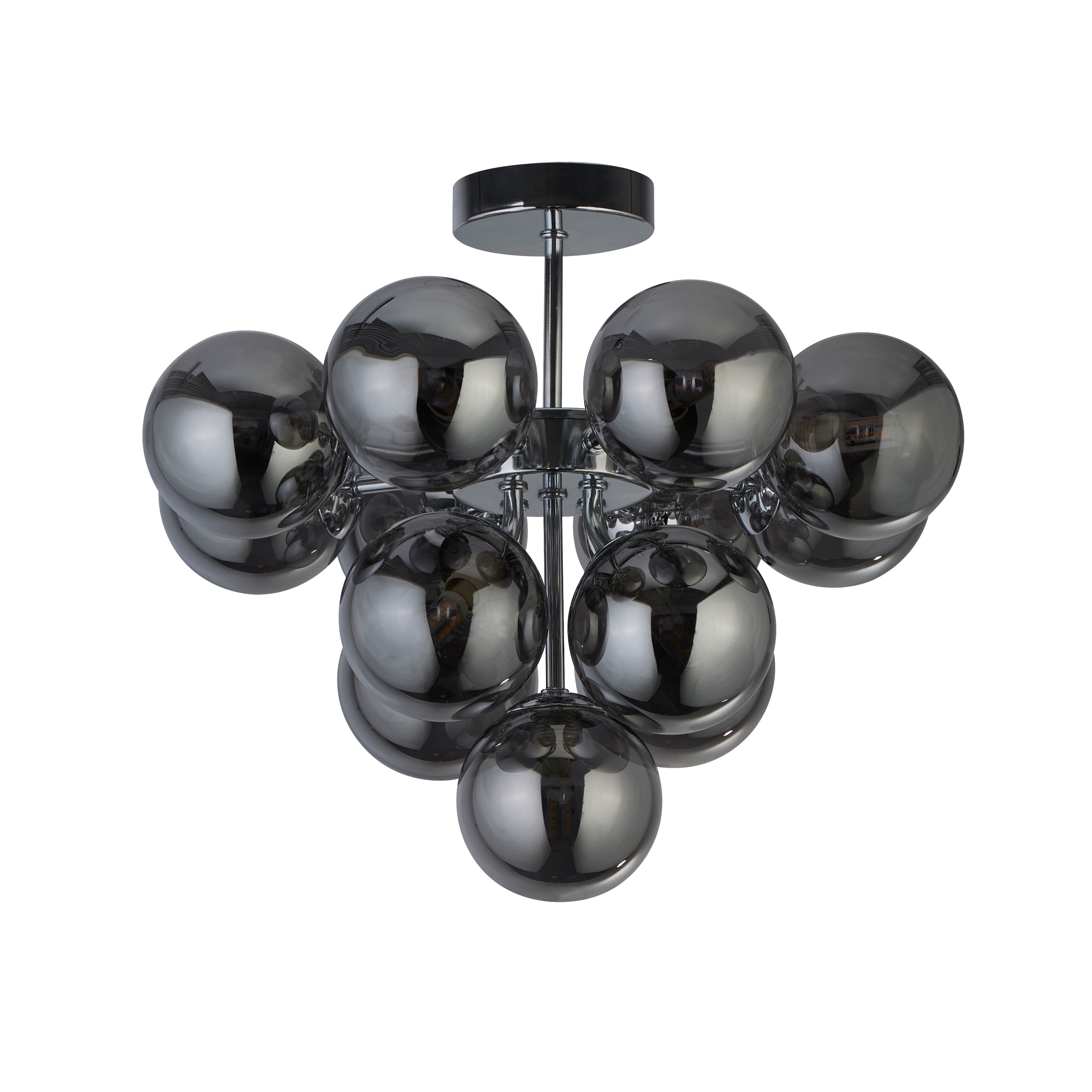 Searchlight Beau 13 Light Ceiling Pendant - Chrome & Smoked Glass