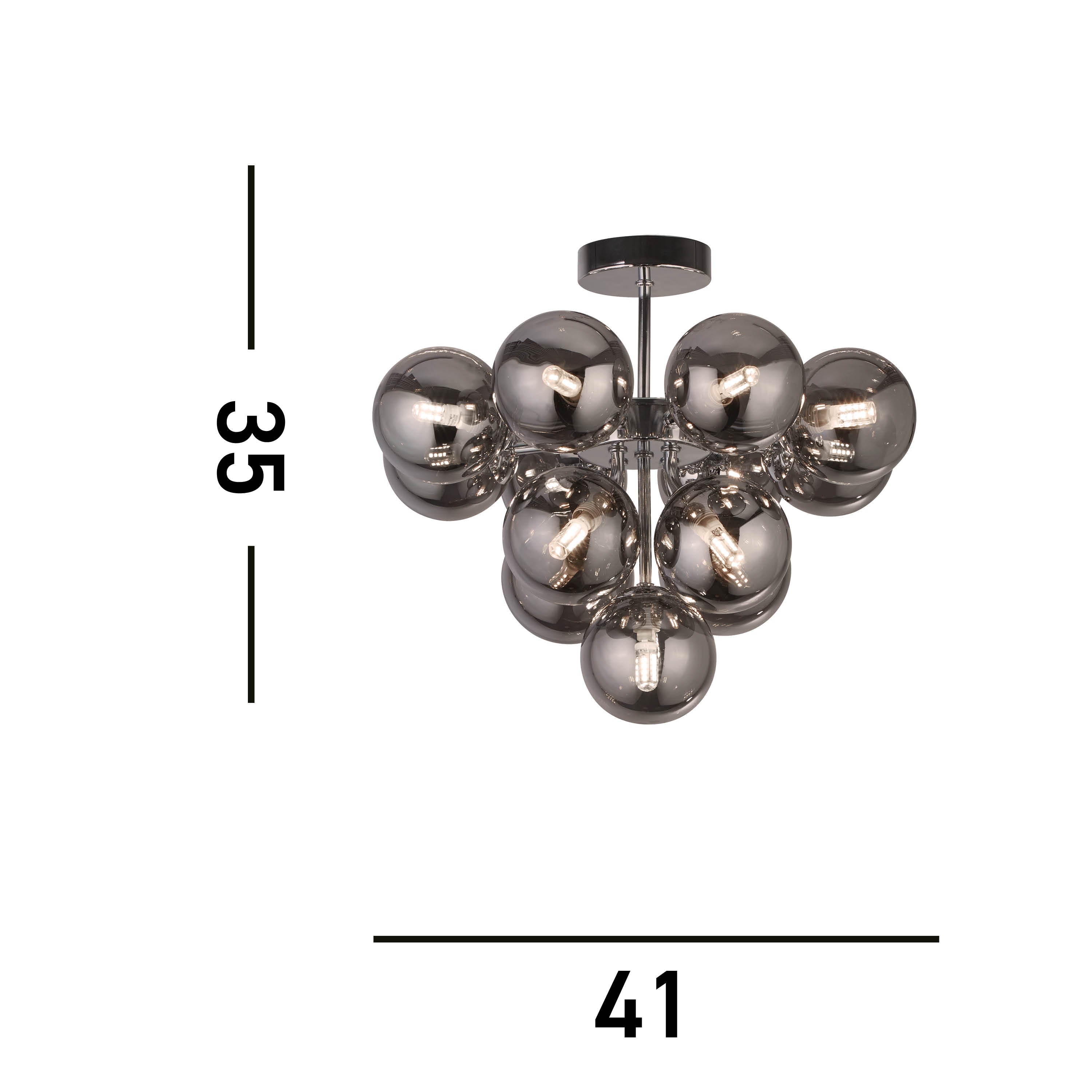 Searchlight Beau 13 Light Ceiling Pendant - Chrome & Smoked Glass