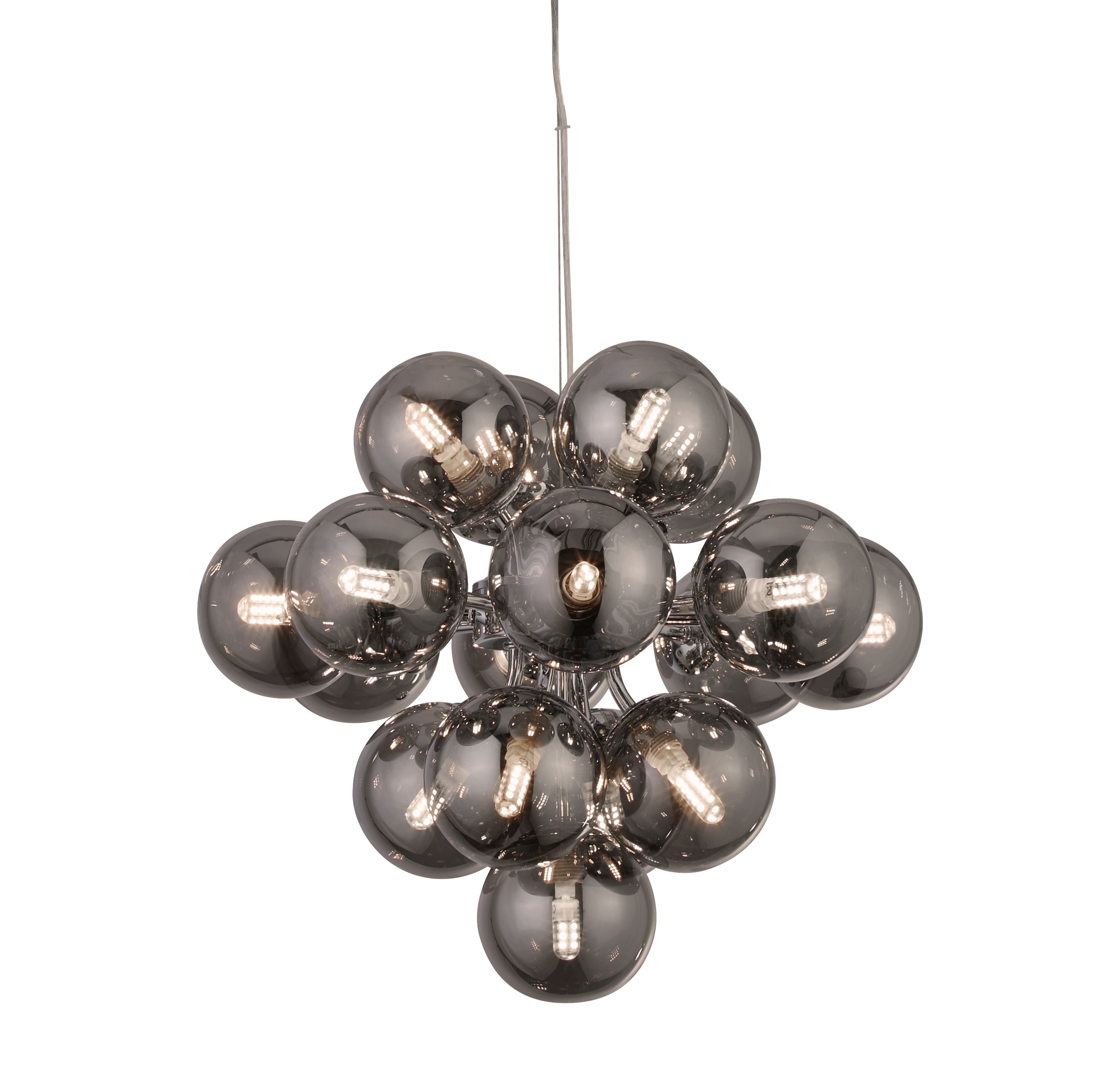 Searchlight Beau 17 Light Ceiling Pendant - Chrome & Smoked Glass