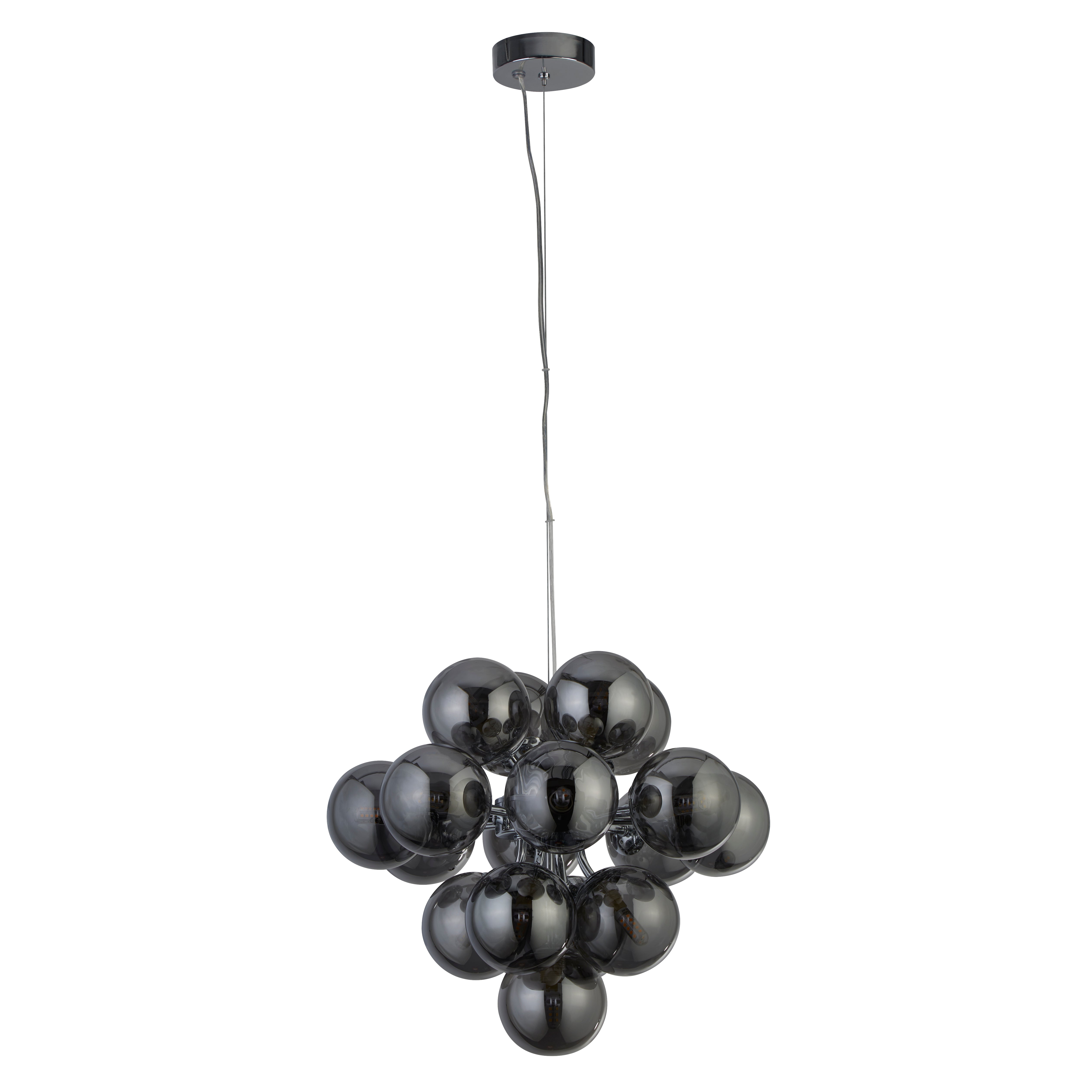 Searchlight Beau 17 Light Ceiling Pendant - Chrome & Smoked Glass