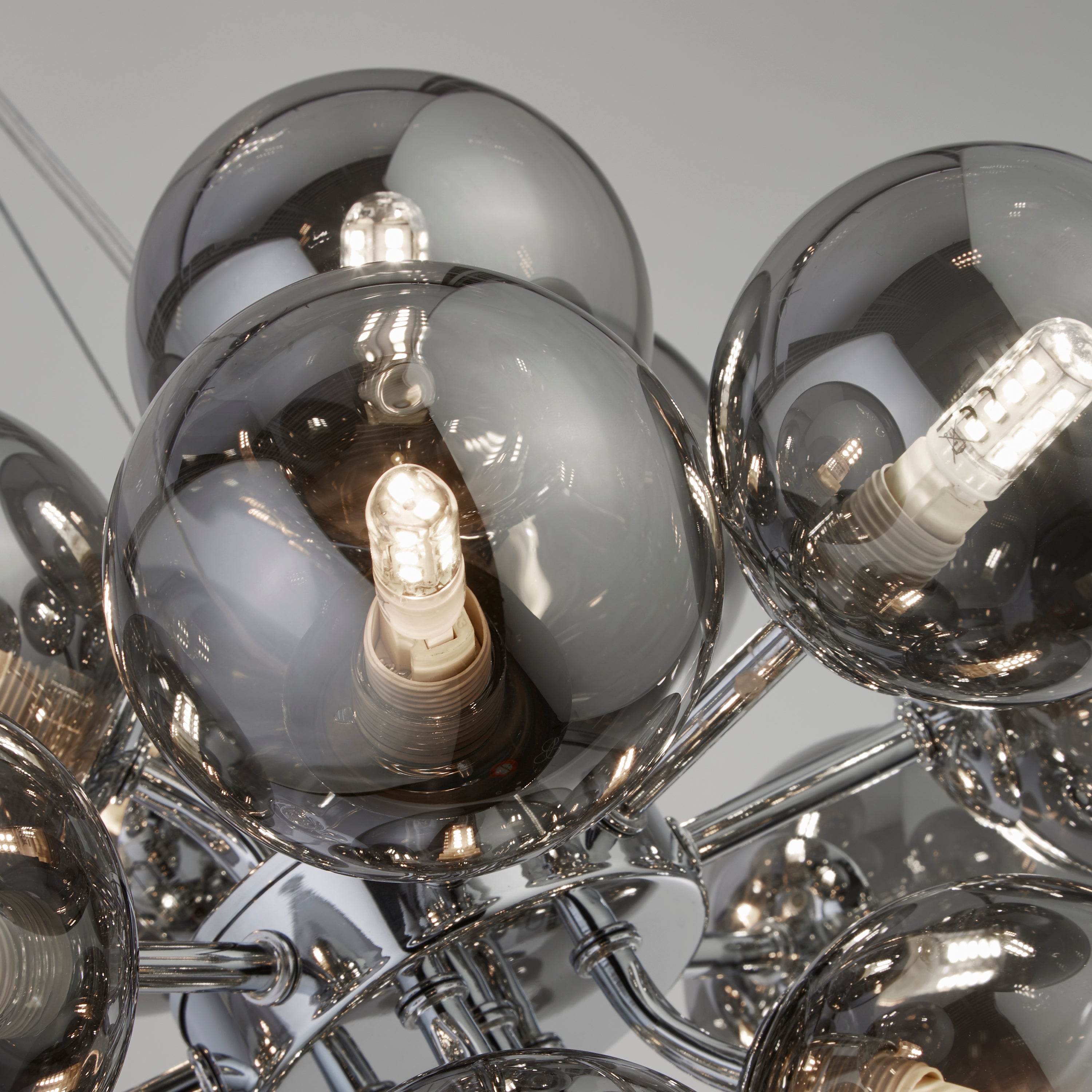 Searchlight Beau 17 Light Ceiling Pendant - Chrome & Smoked Glass