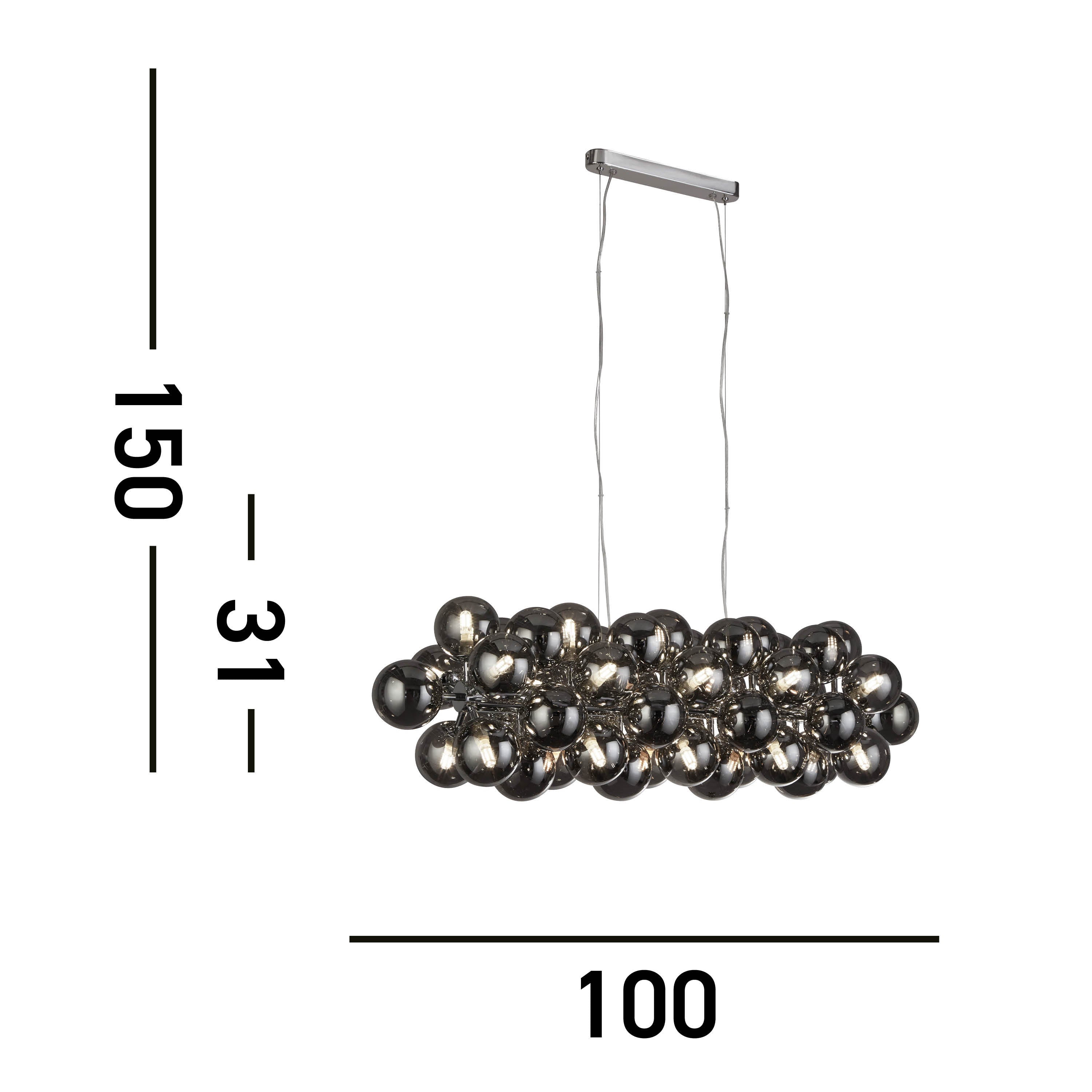 Searchlight Beau 25 Light Ceiling Pendant - Chrome & Smoked Glass