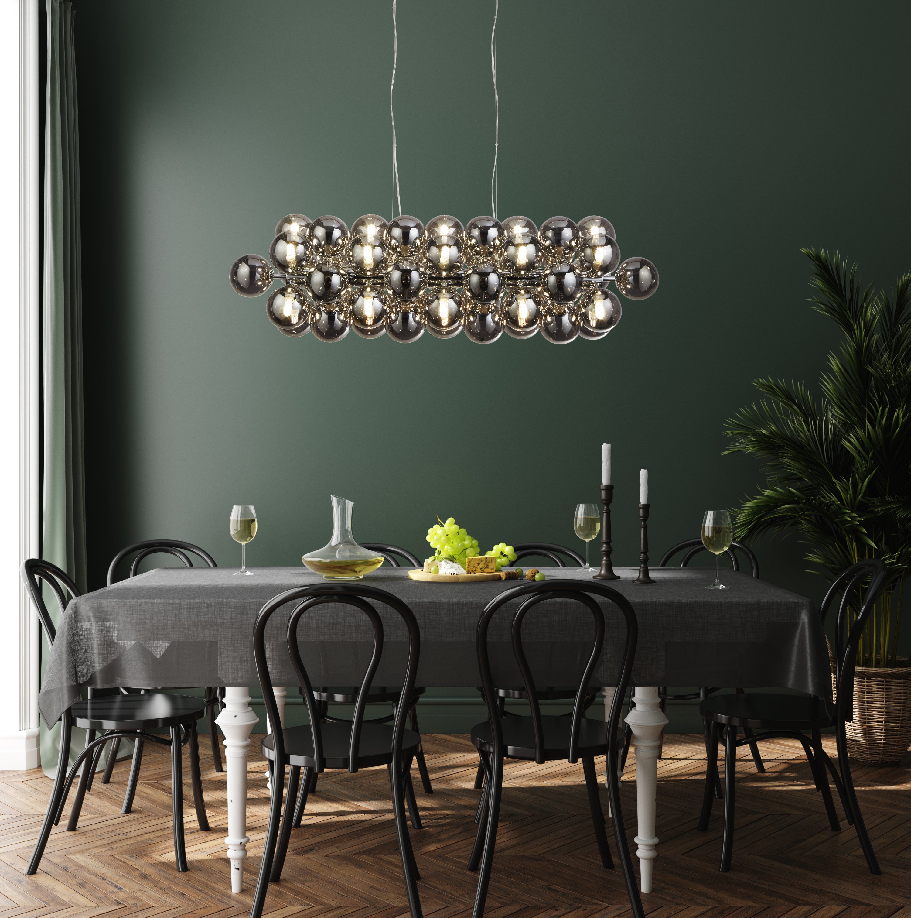 Searchlight Beau 25 Light Ceiling Pendant - Chrome & Smoked Glass