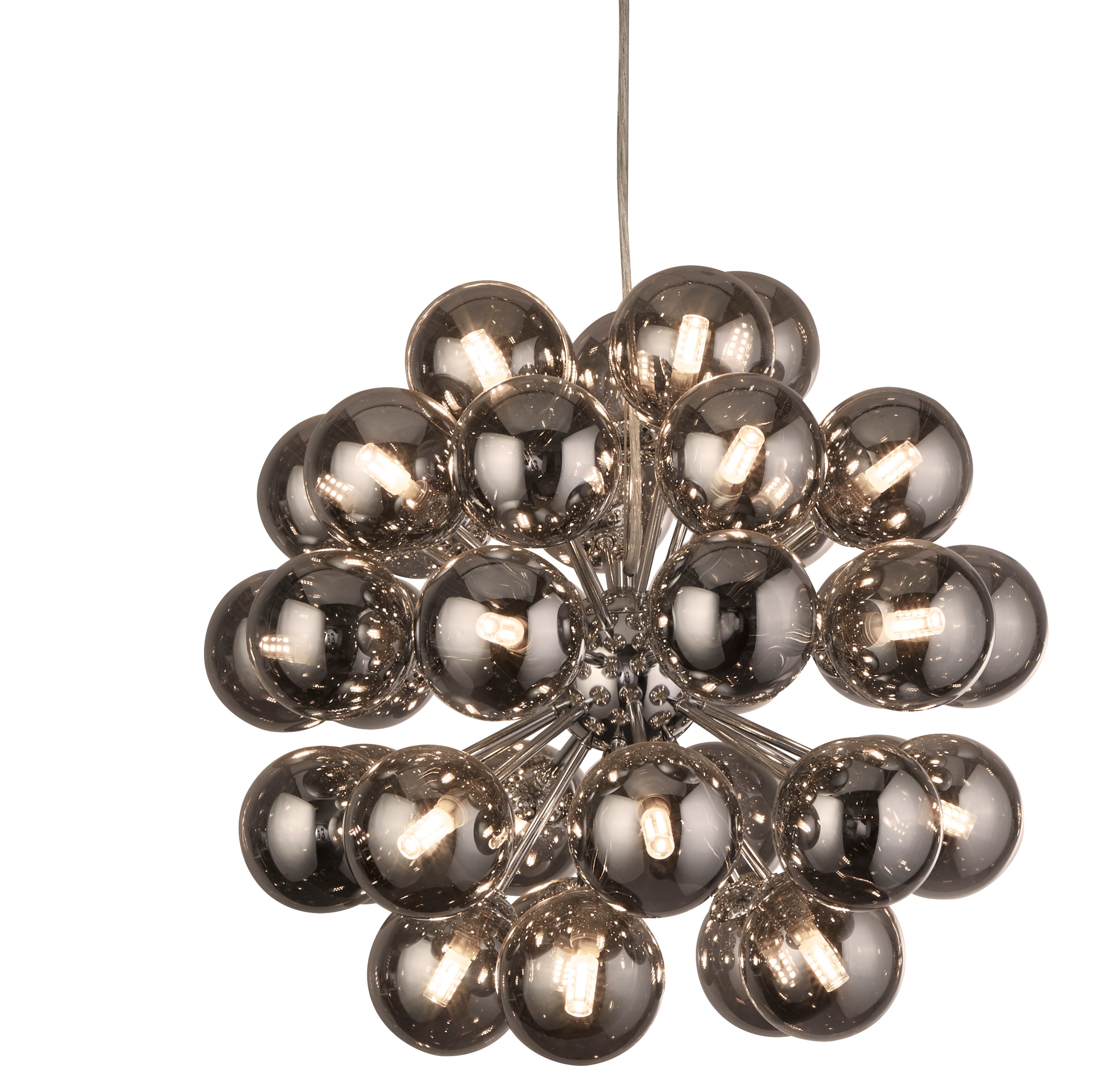Searchlight Beau 27 Light Ceiling Pendant - Chrome & Smoked Glass