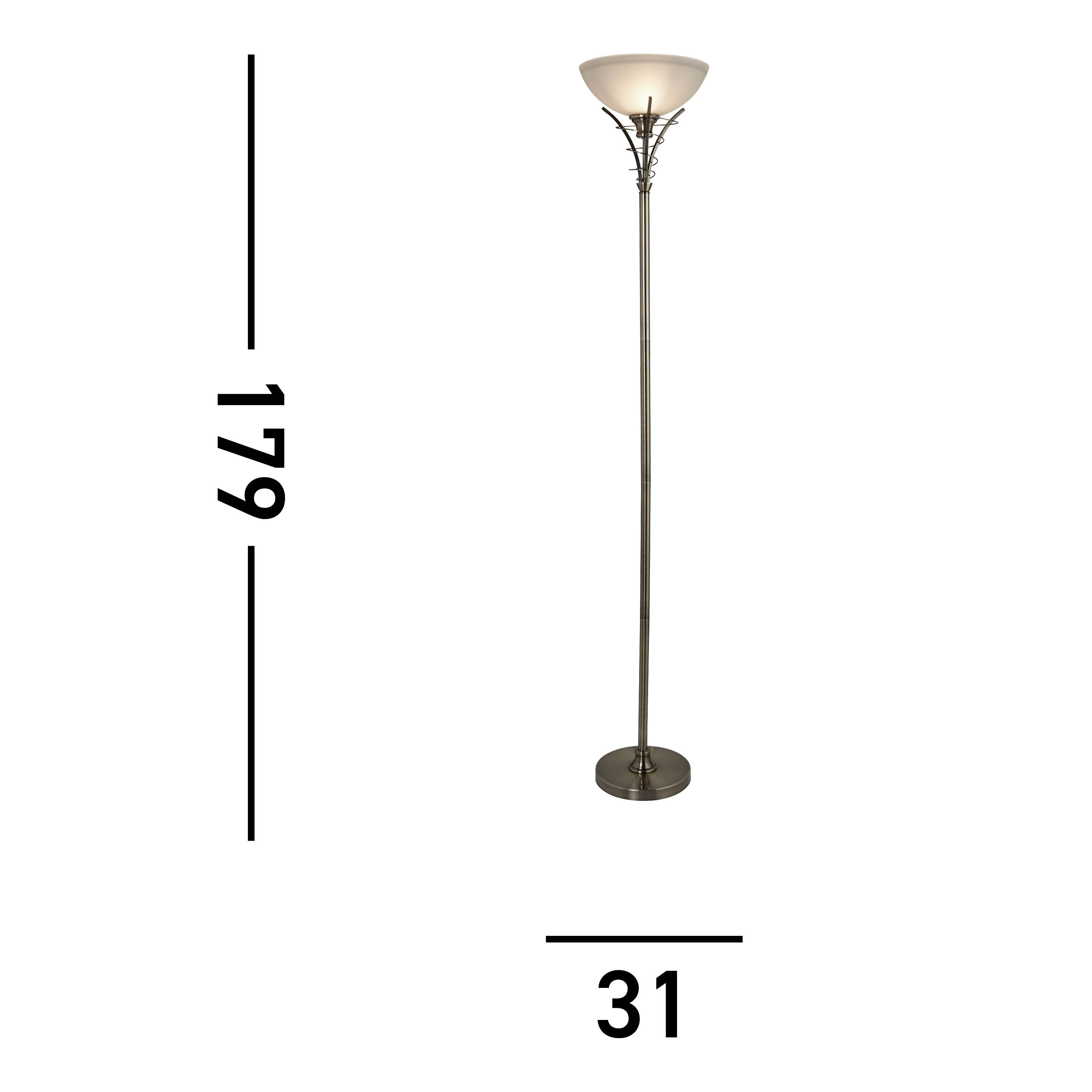 Searchlight Langrove Antique Brass Floor Lamp With Twist Centre & Dome Opal Glass