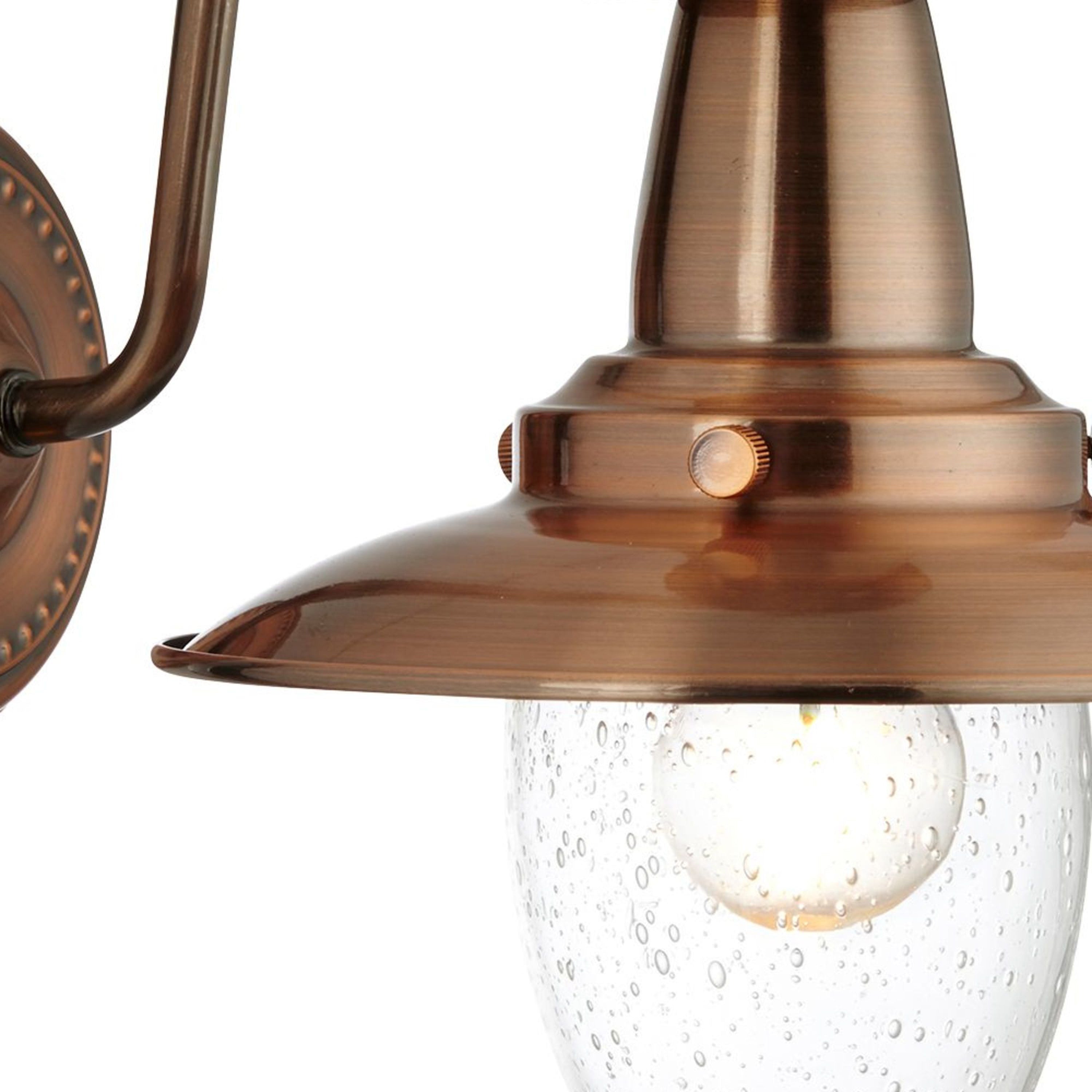 Searchlight Falkland II Wall Light - Copper & Clear Seeded Glass