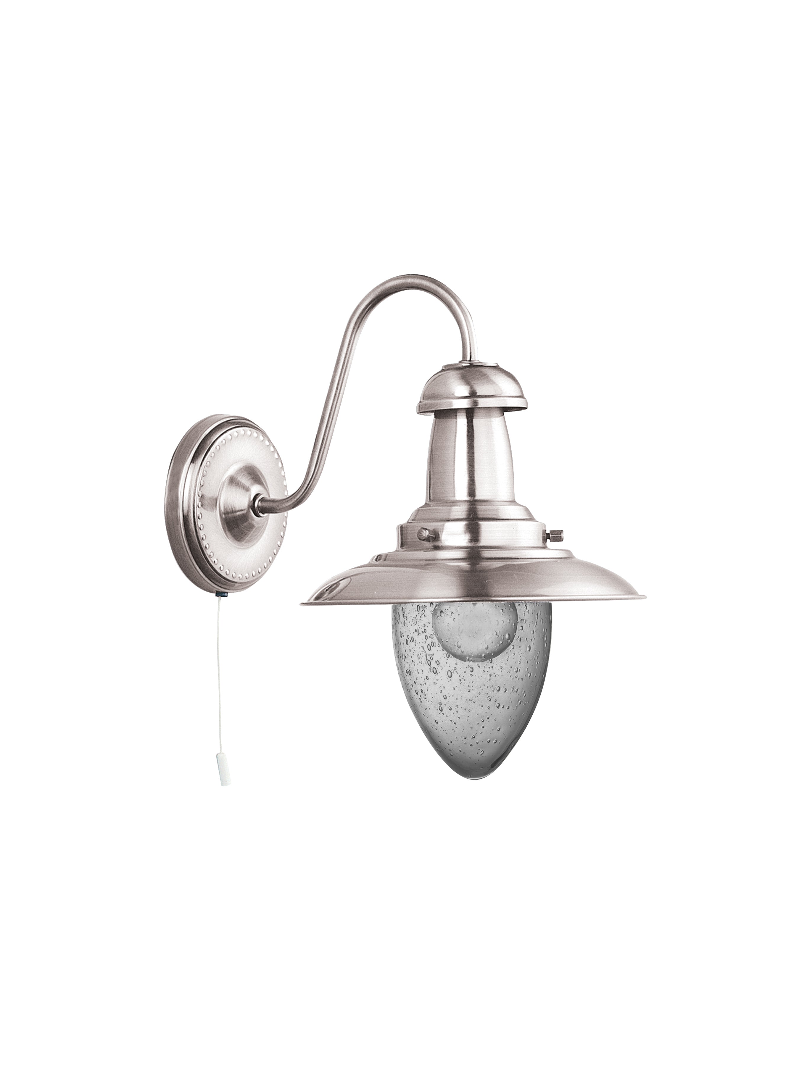 Searchlight Falkland Satin Silver Wall Light With Seeded Glass