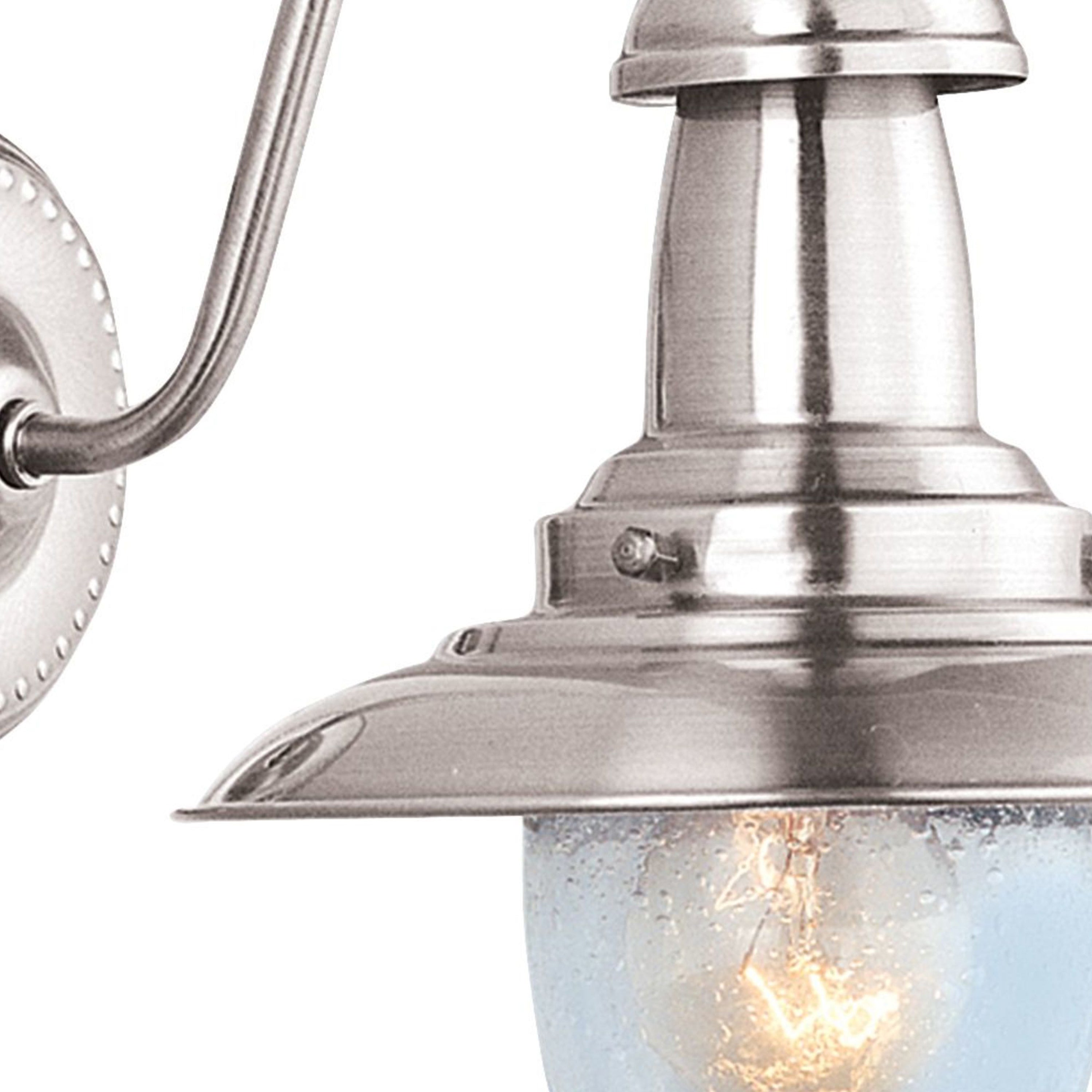 Searchlight Falkland Satin Silver Wall Light With Seeded Glass