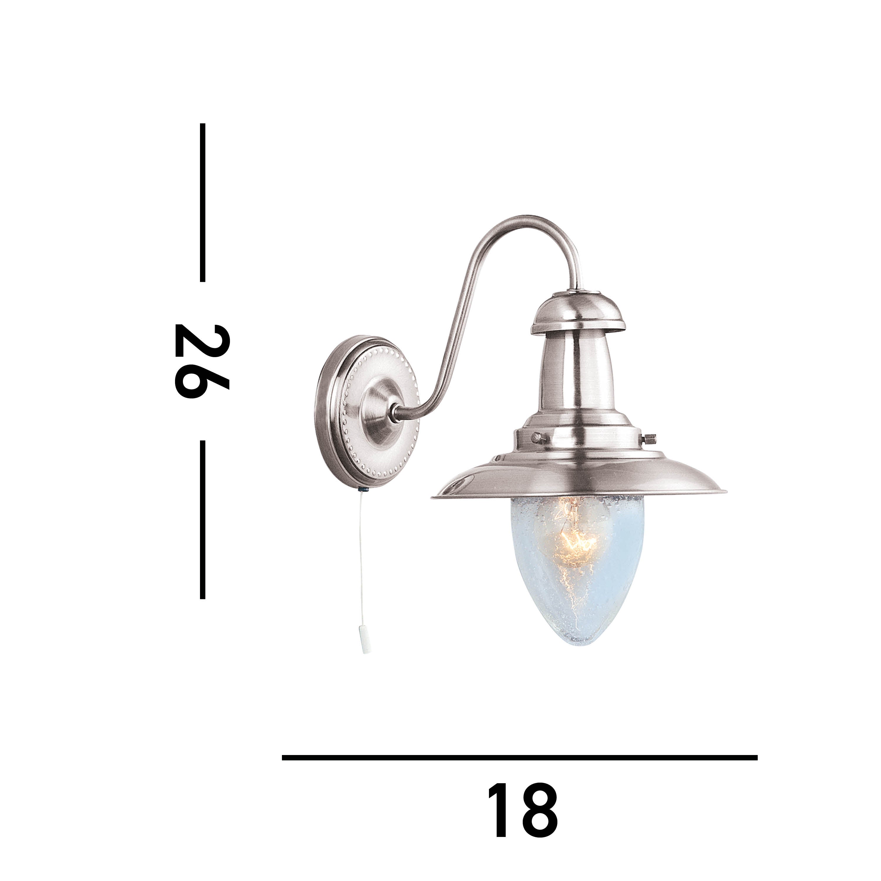 Searchlight Falkland Satin Silver Wall Light With Seeded Glass
