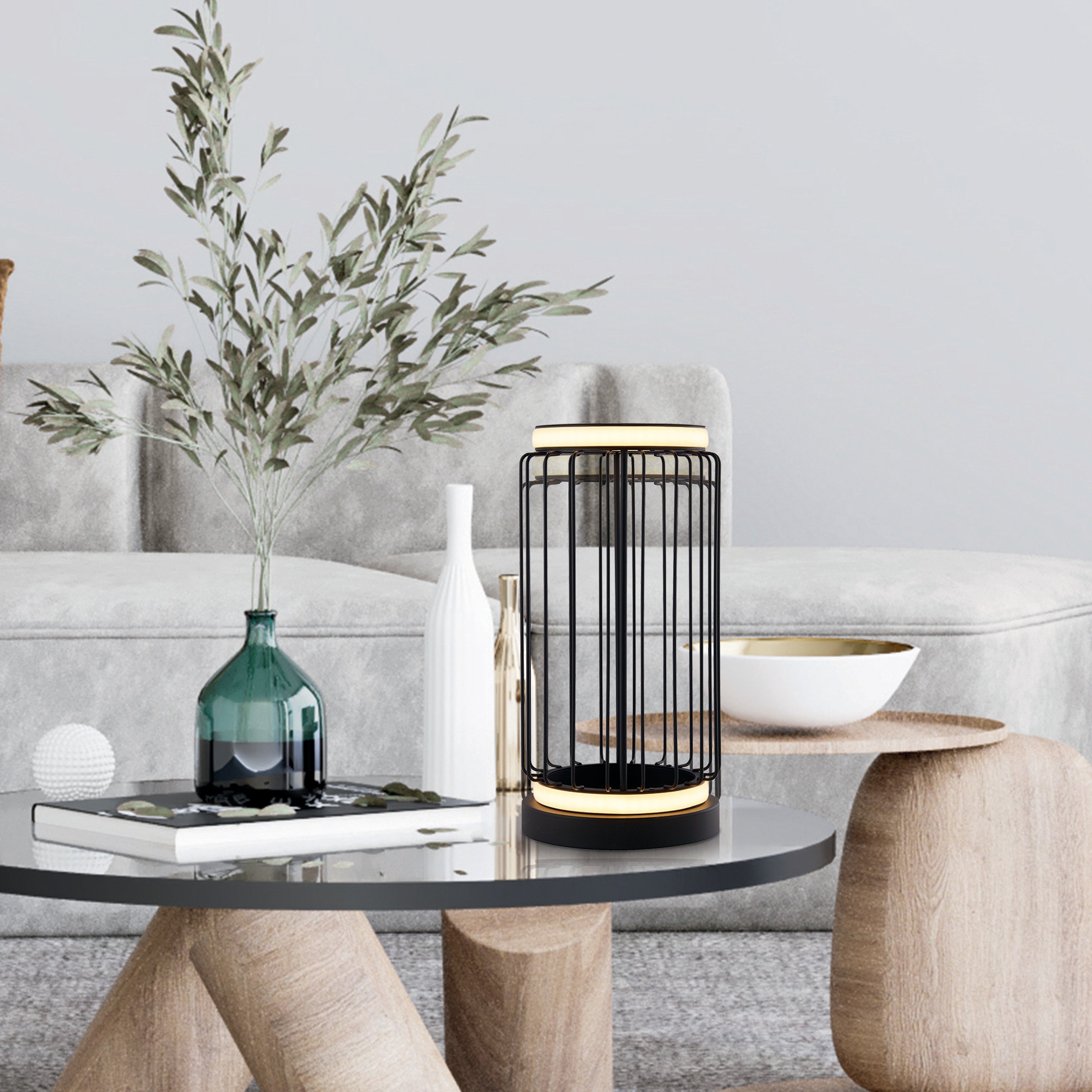 Searchlight Canova Cage LED Table Lamp - Black Metal