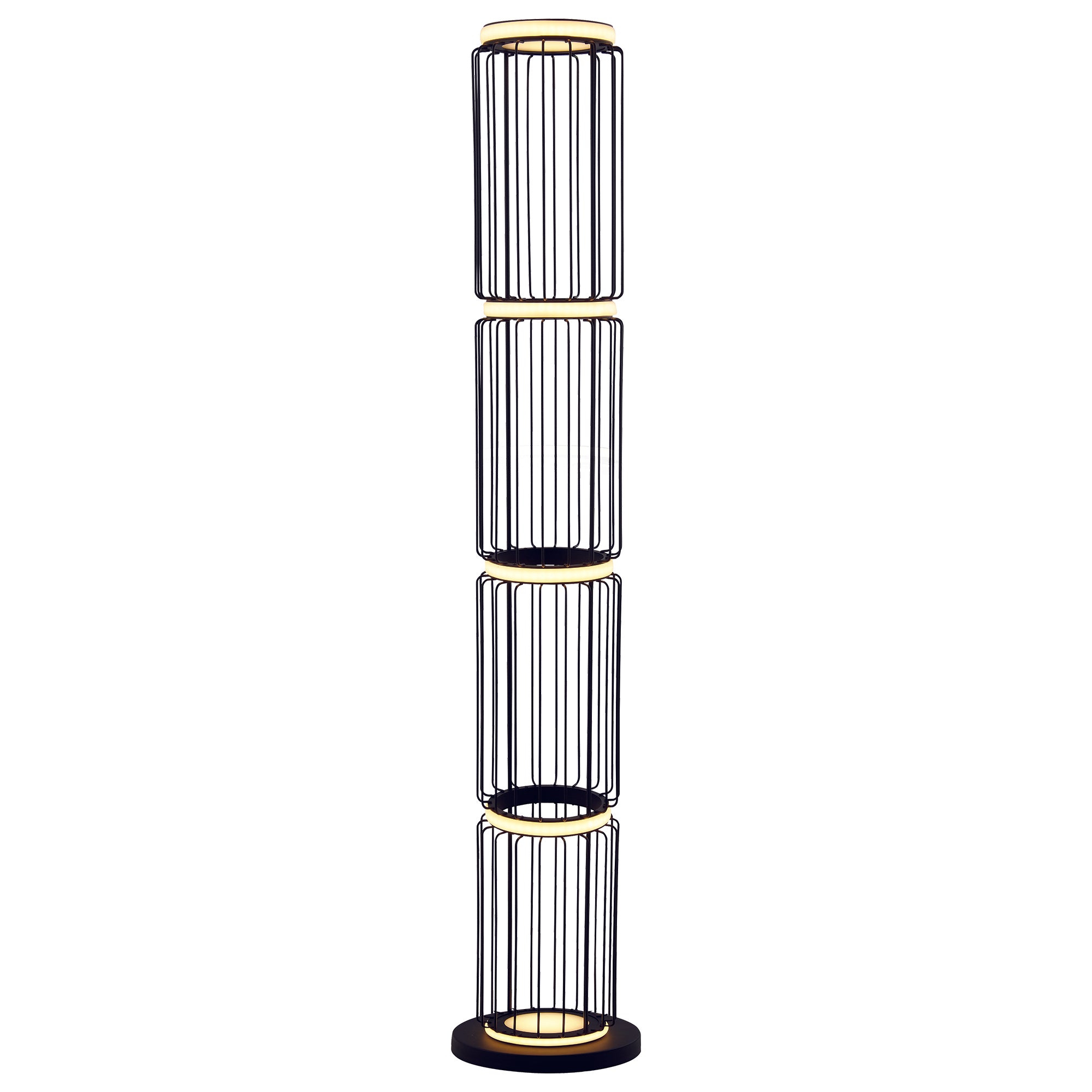 Searchlight Canova Cage Floor Lamp - Black & White Silicon
