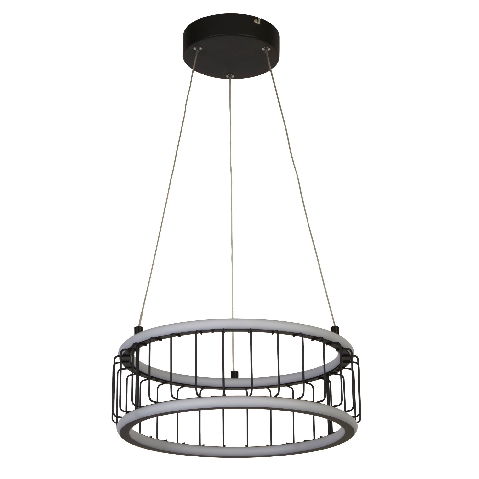 Searchlight Canova Cage LED Drum Ceiling Pendant - Small - Black Metal