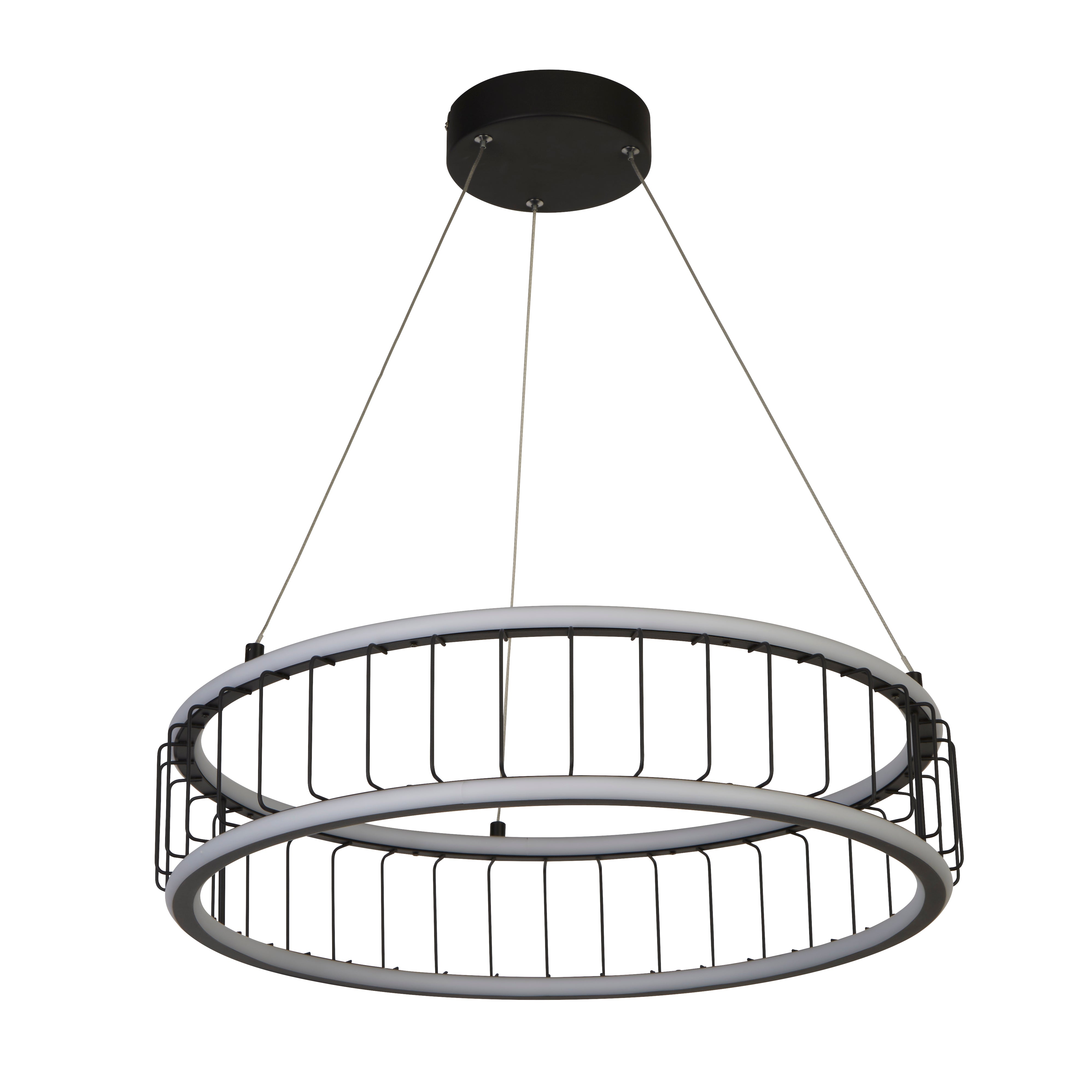 Searchlight Canova Cage LED Drum Ceiling Pendant - Large - Black Metal