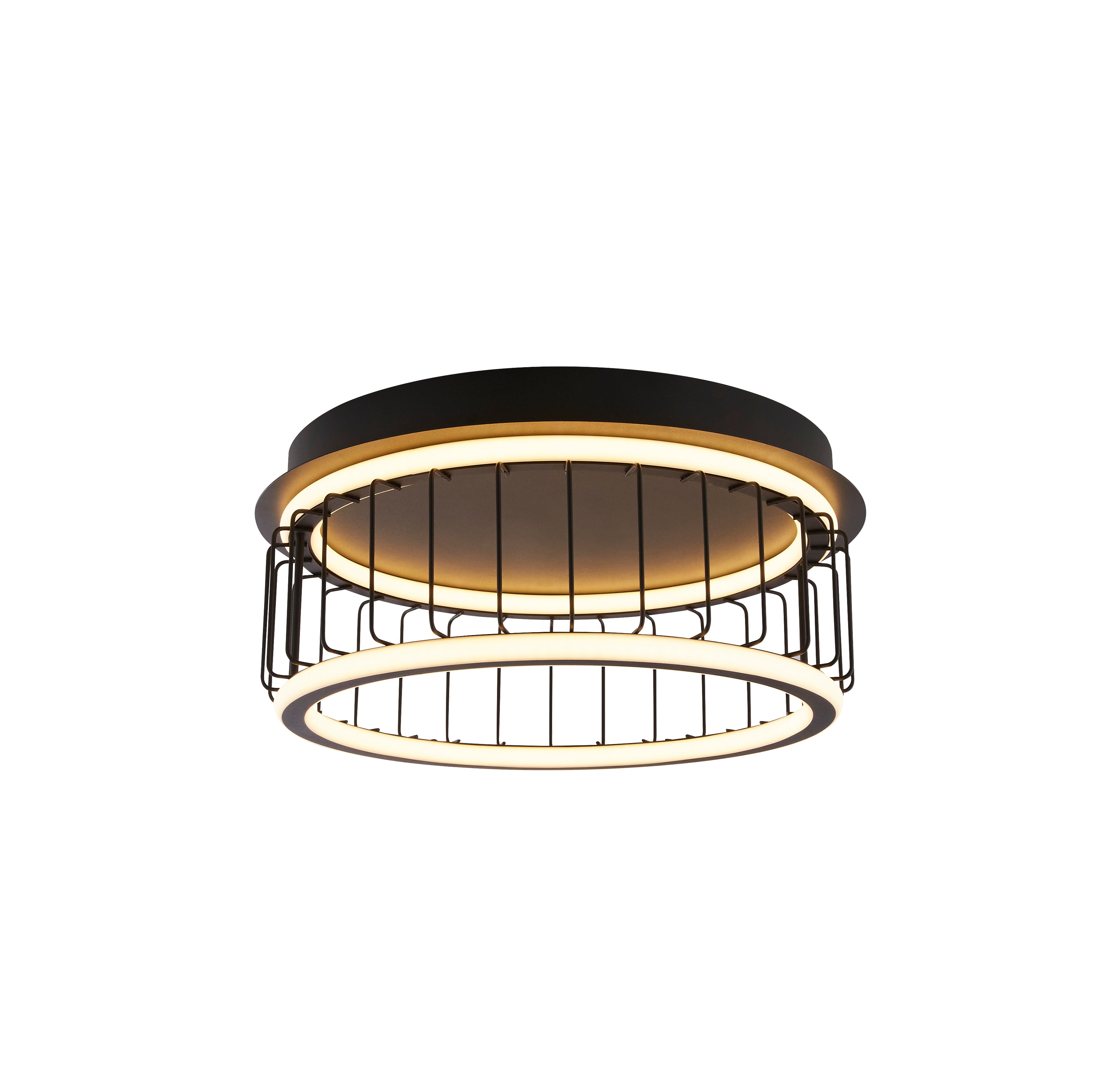Searchlight Canova Cage LED Flush Ceiling Light - Small - Black Metal