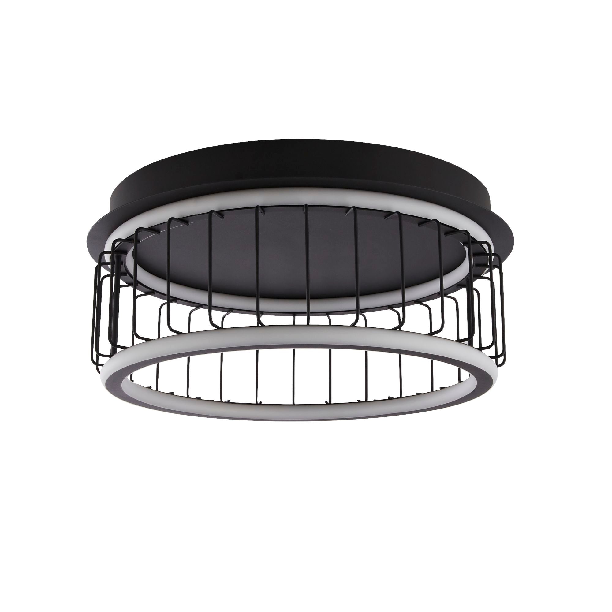 Searchlight Canova Cage LED Flush Ceiling Light - Small - Black Metal