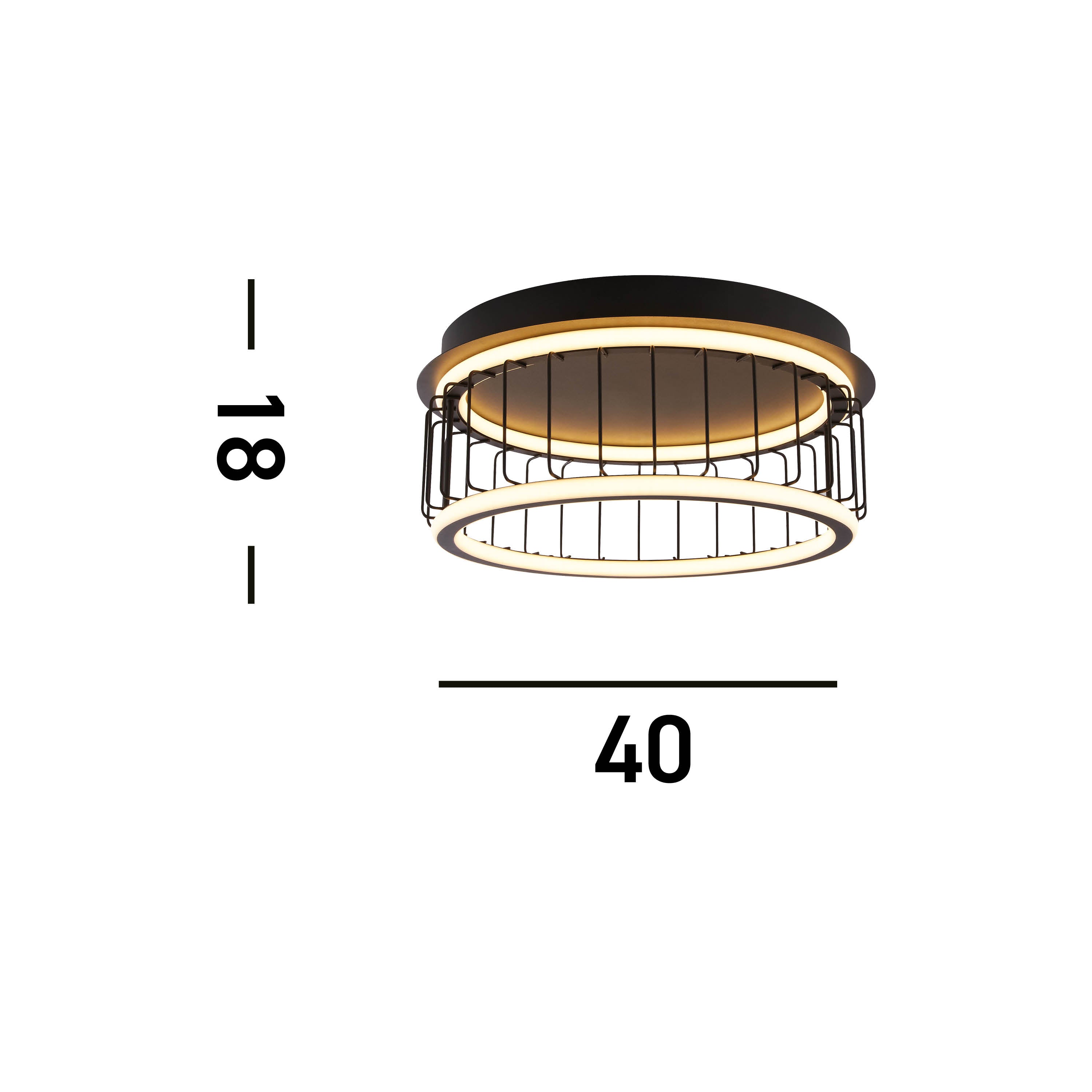 Searchlight Canova Cage LED Flush Ceiling Light - Small - Black Metal