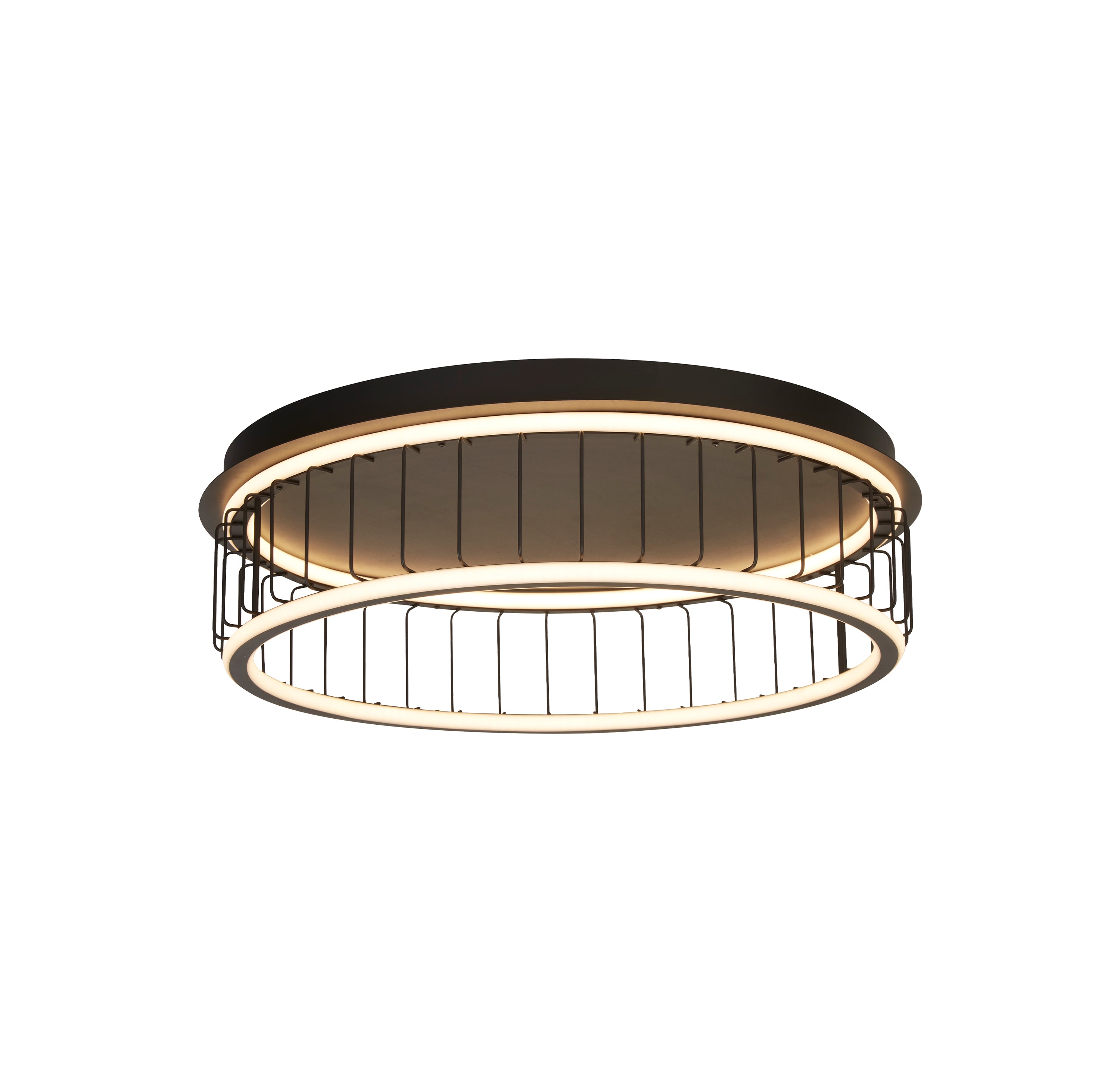 Searchlight Canova Cage LED Flush Ceiling Light - Large - Black Metal