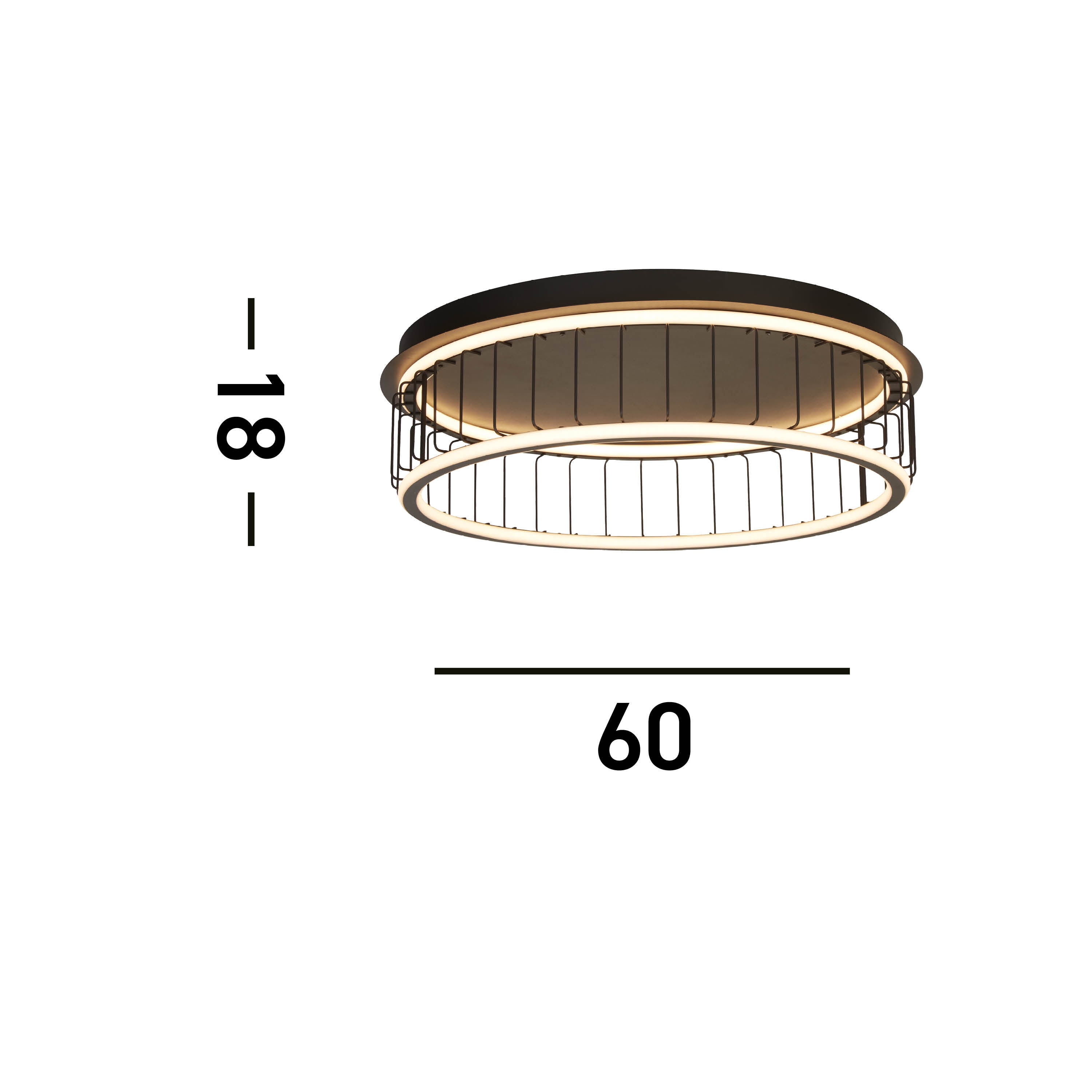 Searchlight Canova Cage LED Flush Ceiling Light - Large - Black Metal
