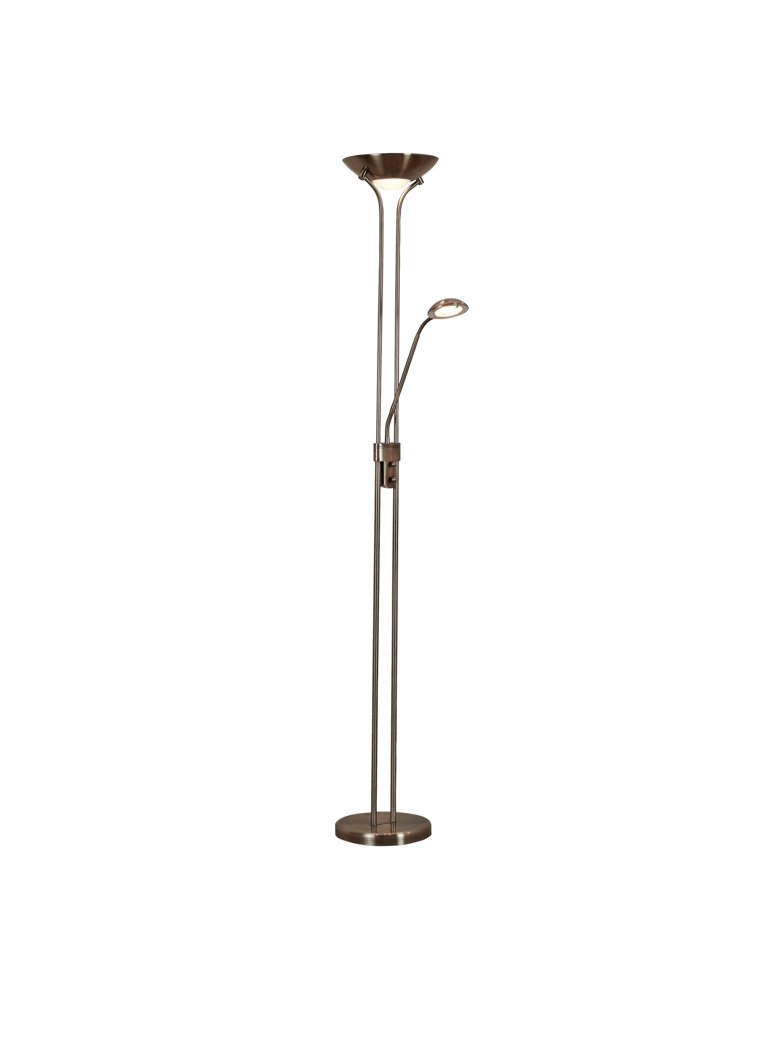 Searchlight Merlin Mother & Child LED Dimmable Floor Lamp - Antique Brass