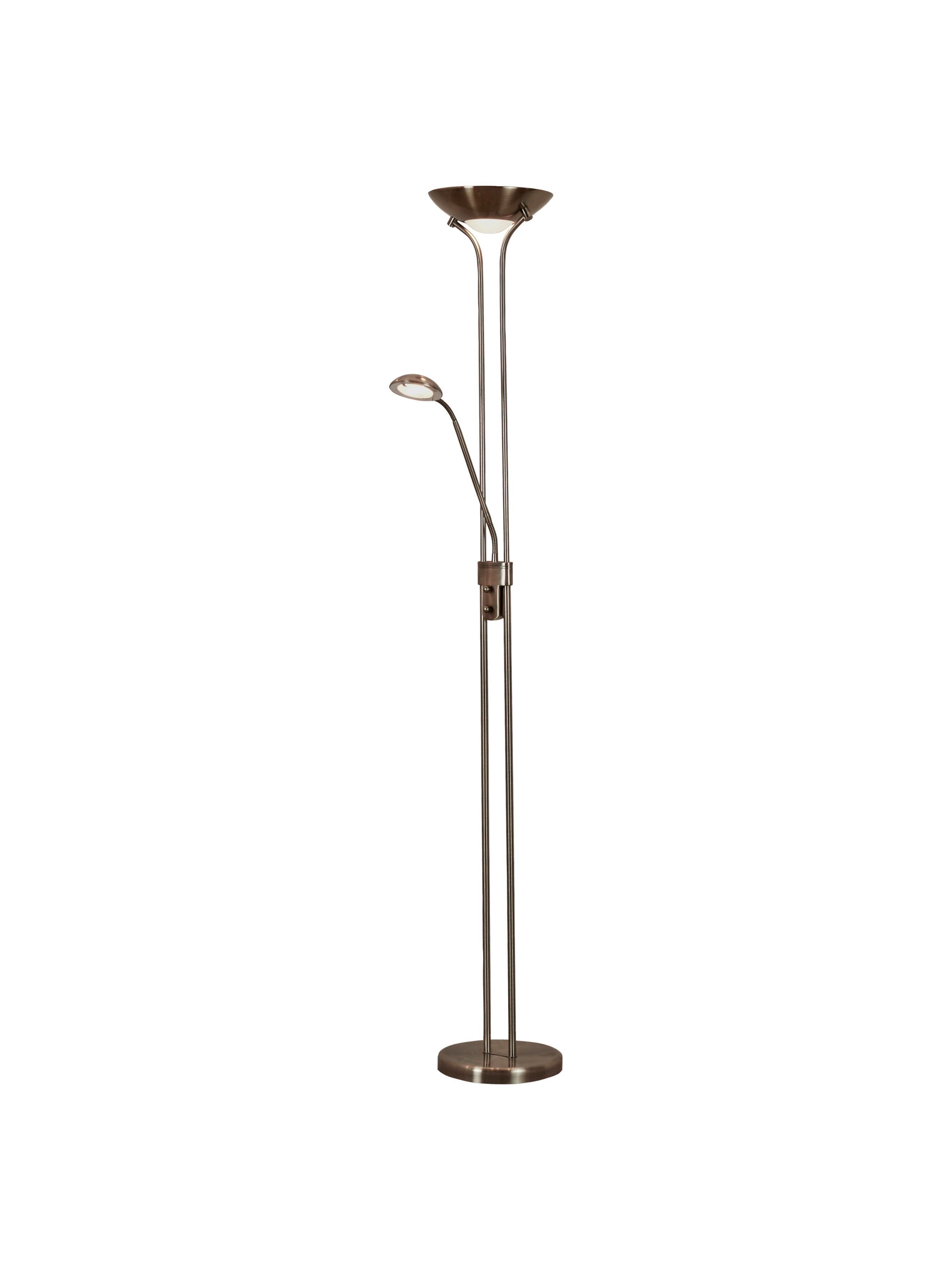 Searchlight Merlin Mother & Child LED Dimmable Floor Lamp - Antique Brass