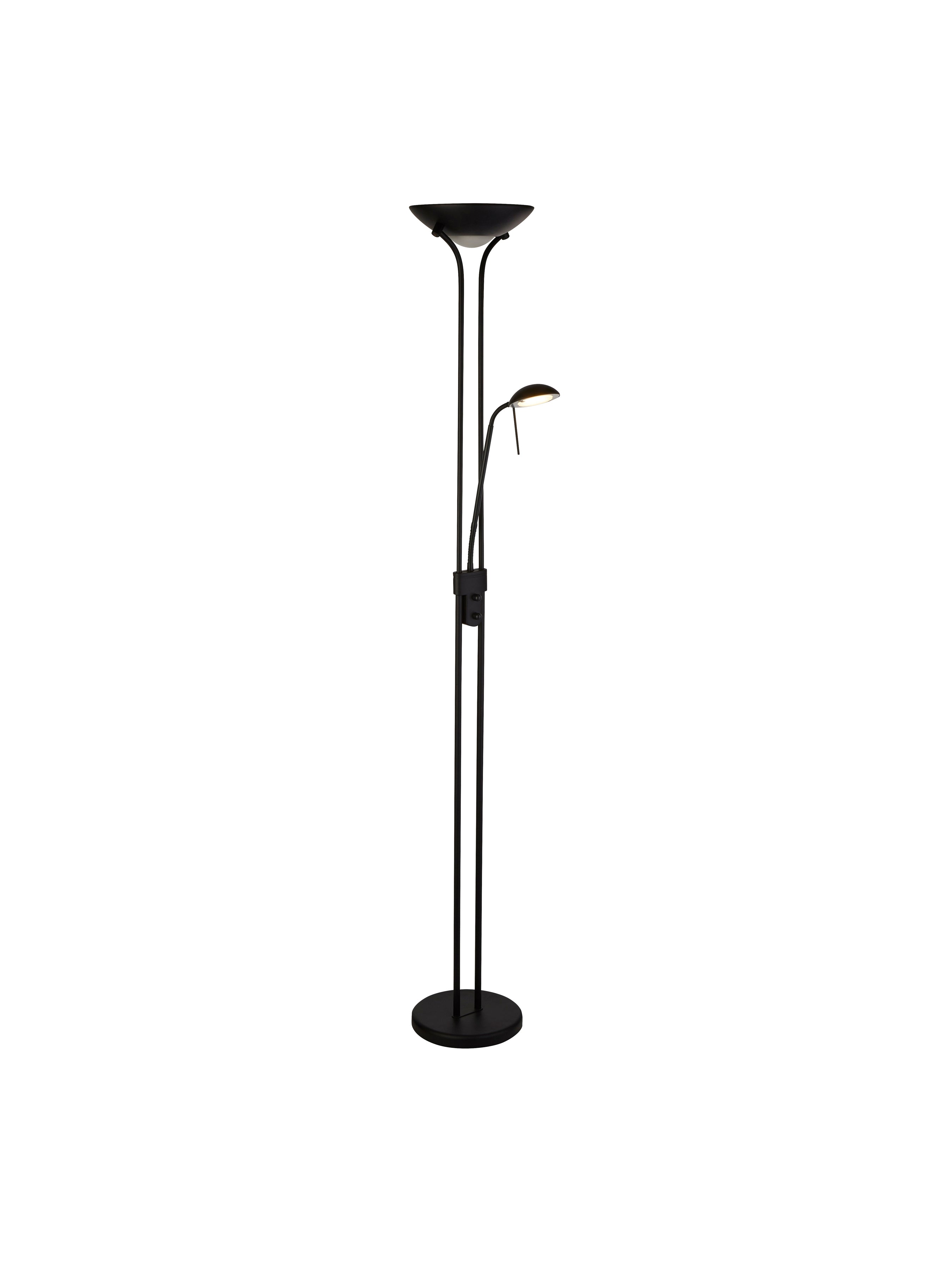 Searchlight Merlin Mother & Child Floor Lamp - Matt Black & Glass
