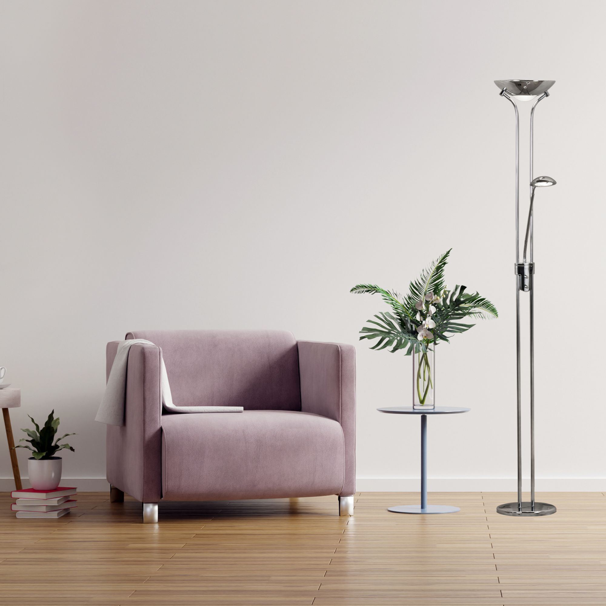 Searchlight LED Mother & Child Floor Lamp - Chrome