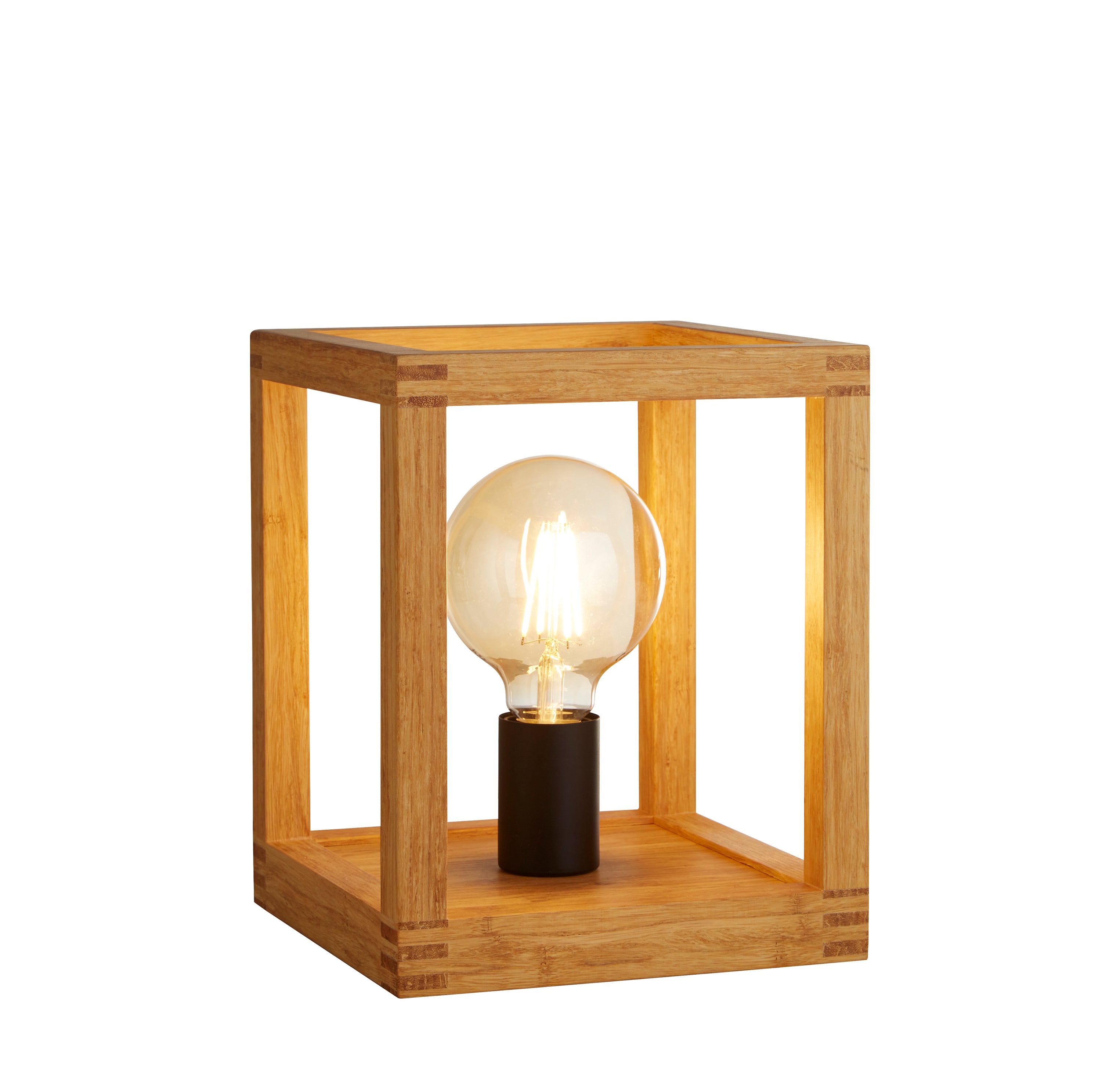 Searchlight Soho Table Lamp - Natural Wood & Black