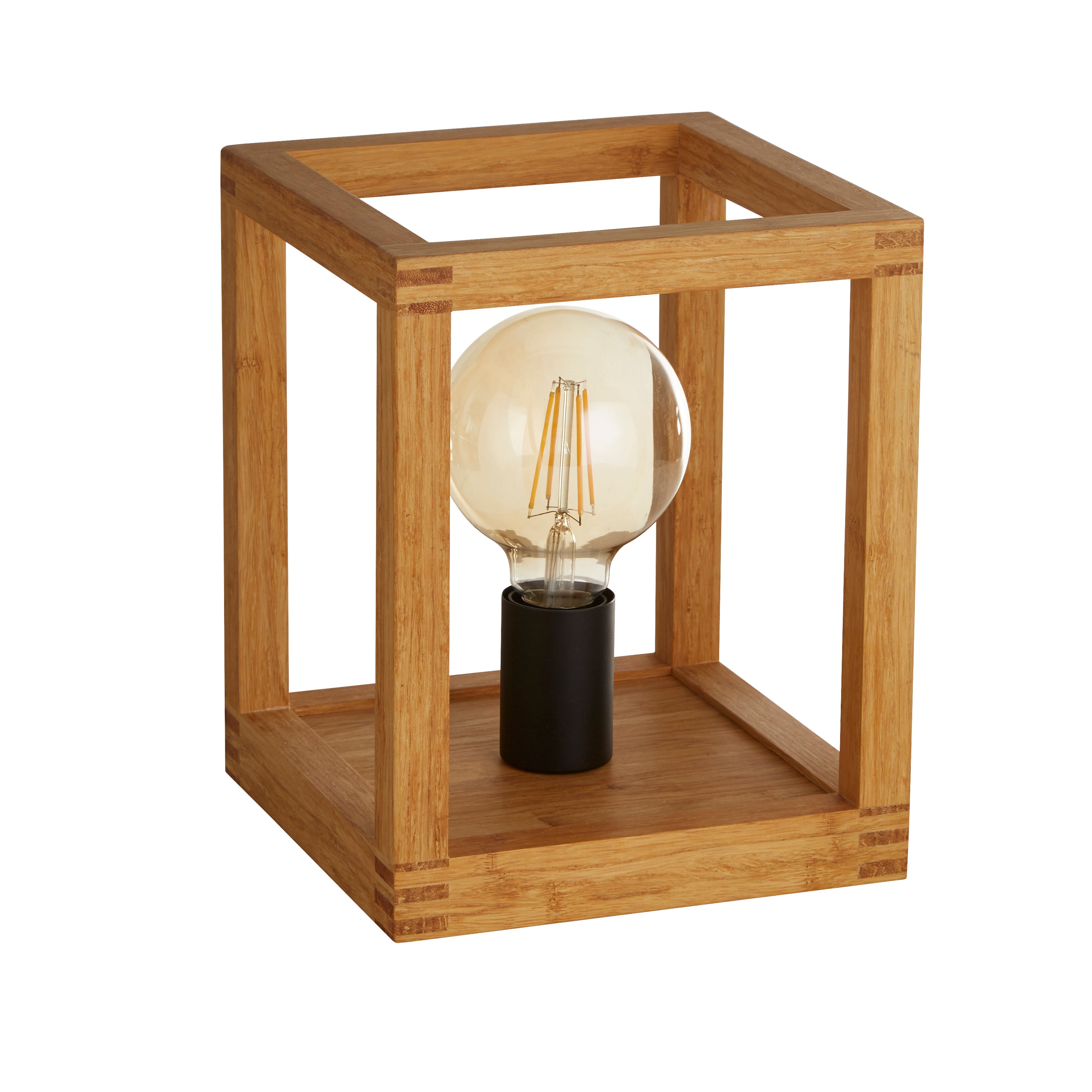 Searchlight Soho Table Lamp - Natural Wood & Black