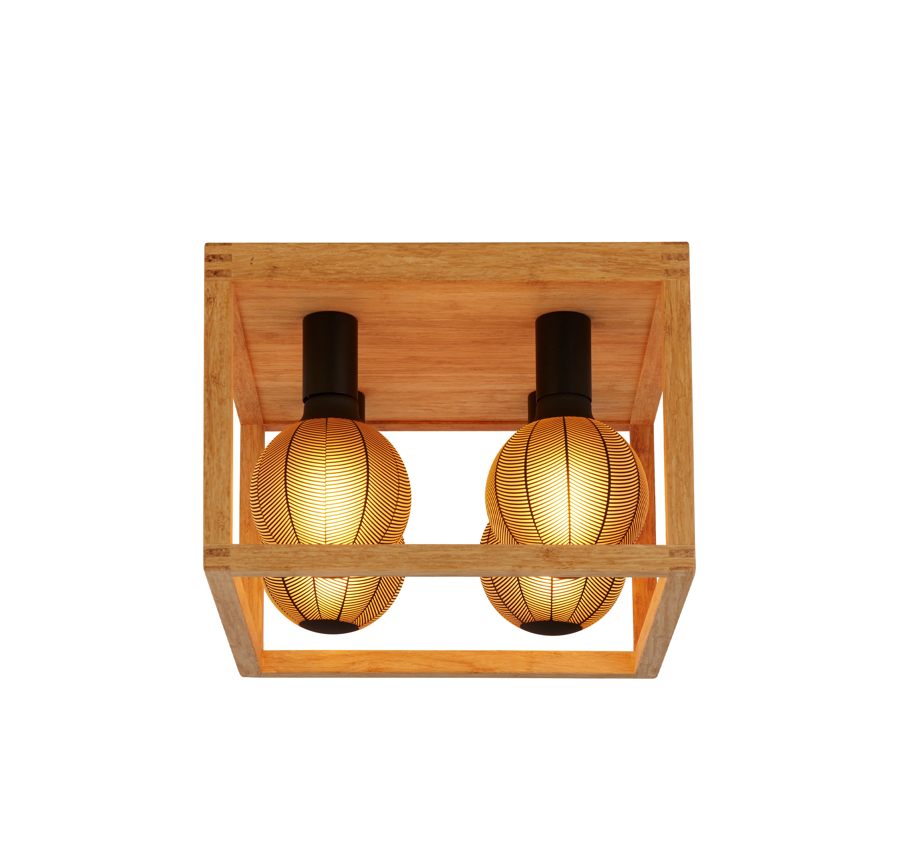 Searchlight Soho 4 Light Flush - Natural Wood & Black