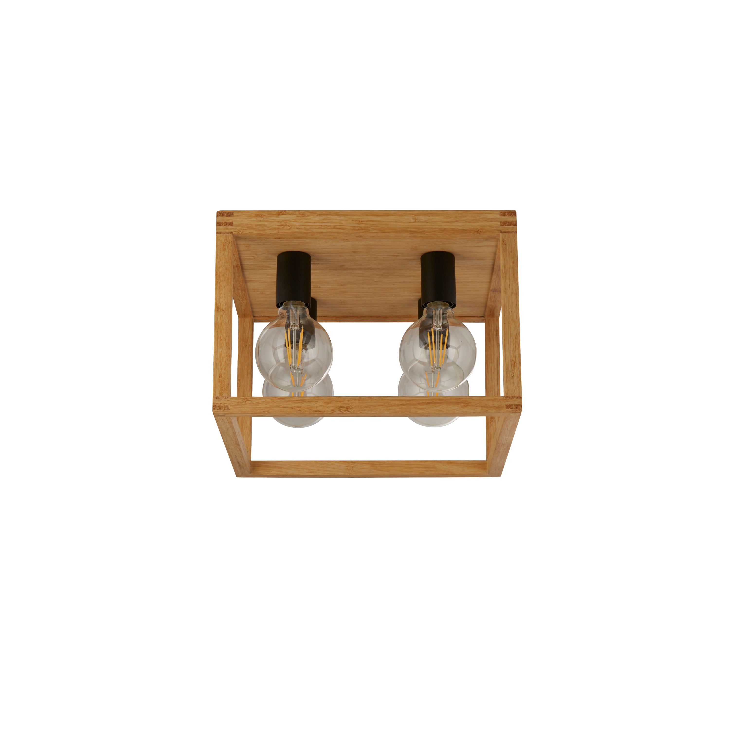 Searchlight Soho 4 Light Flush - Natural Wood & Black