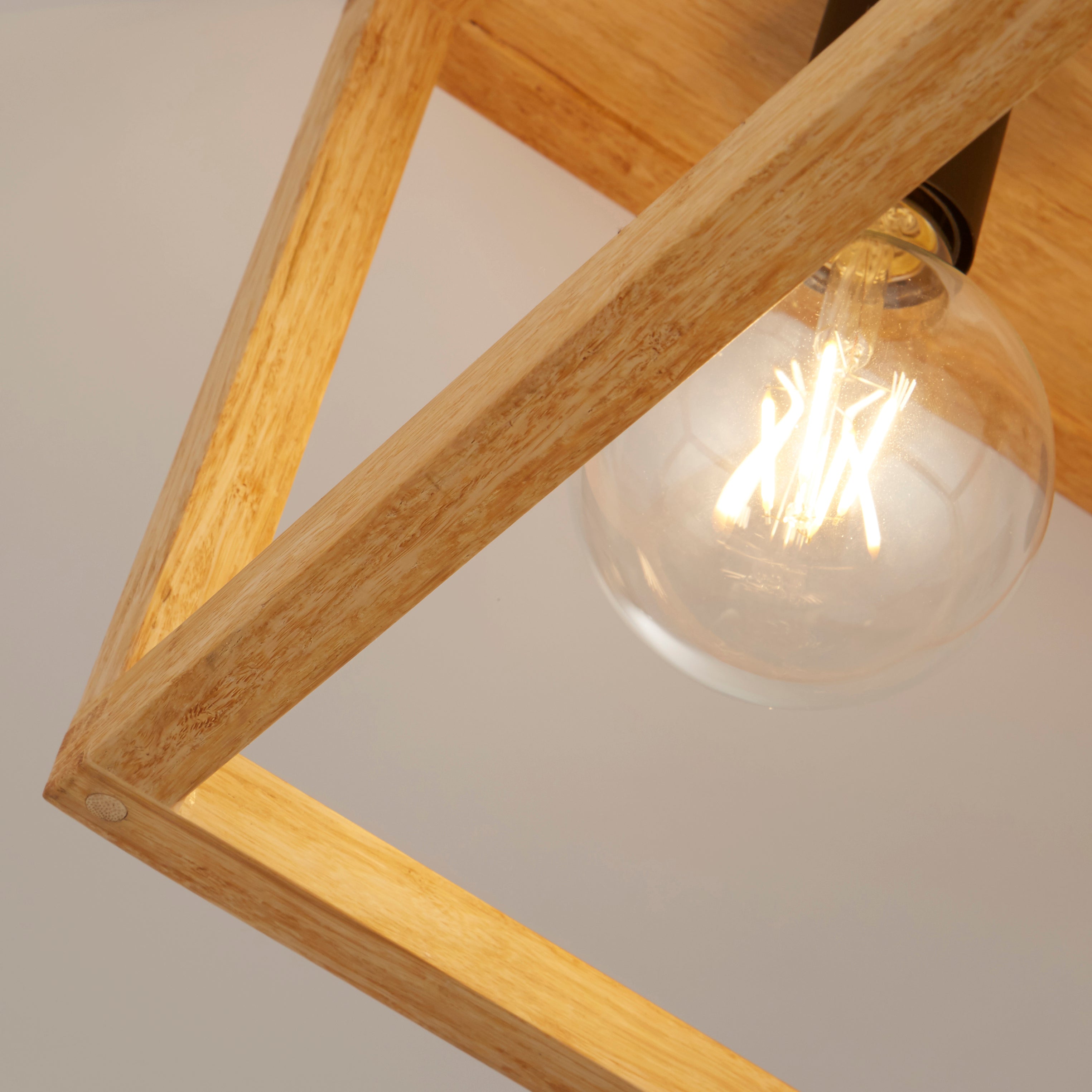 Searchlight Soho 4 Light Flush - Natural Wood & Black