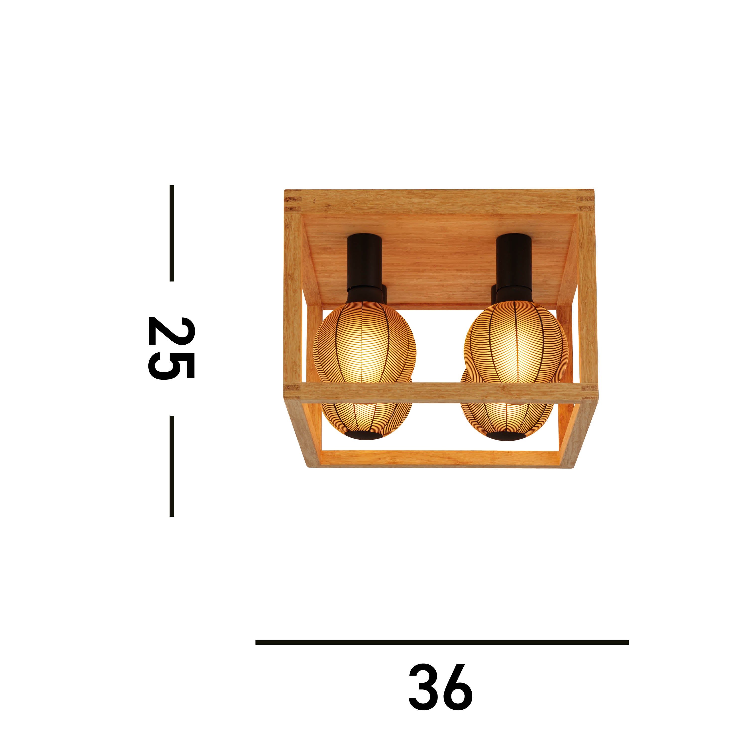 Searchlight Soho 4 Light Flush - Natural Wood & Black