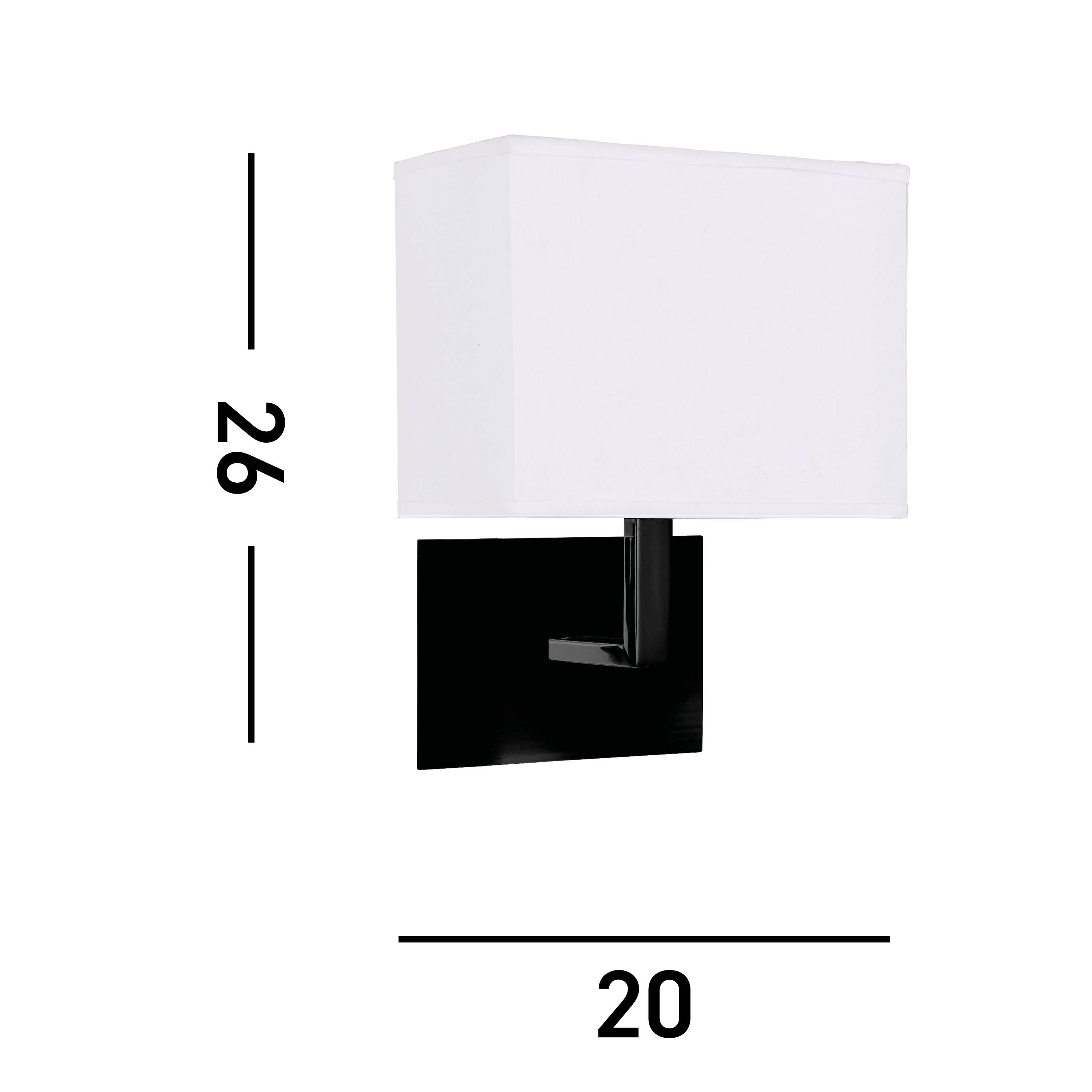 Searchlight Hardy Wall Light - Matt Black & White Fabric Shade