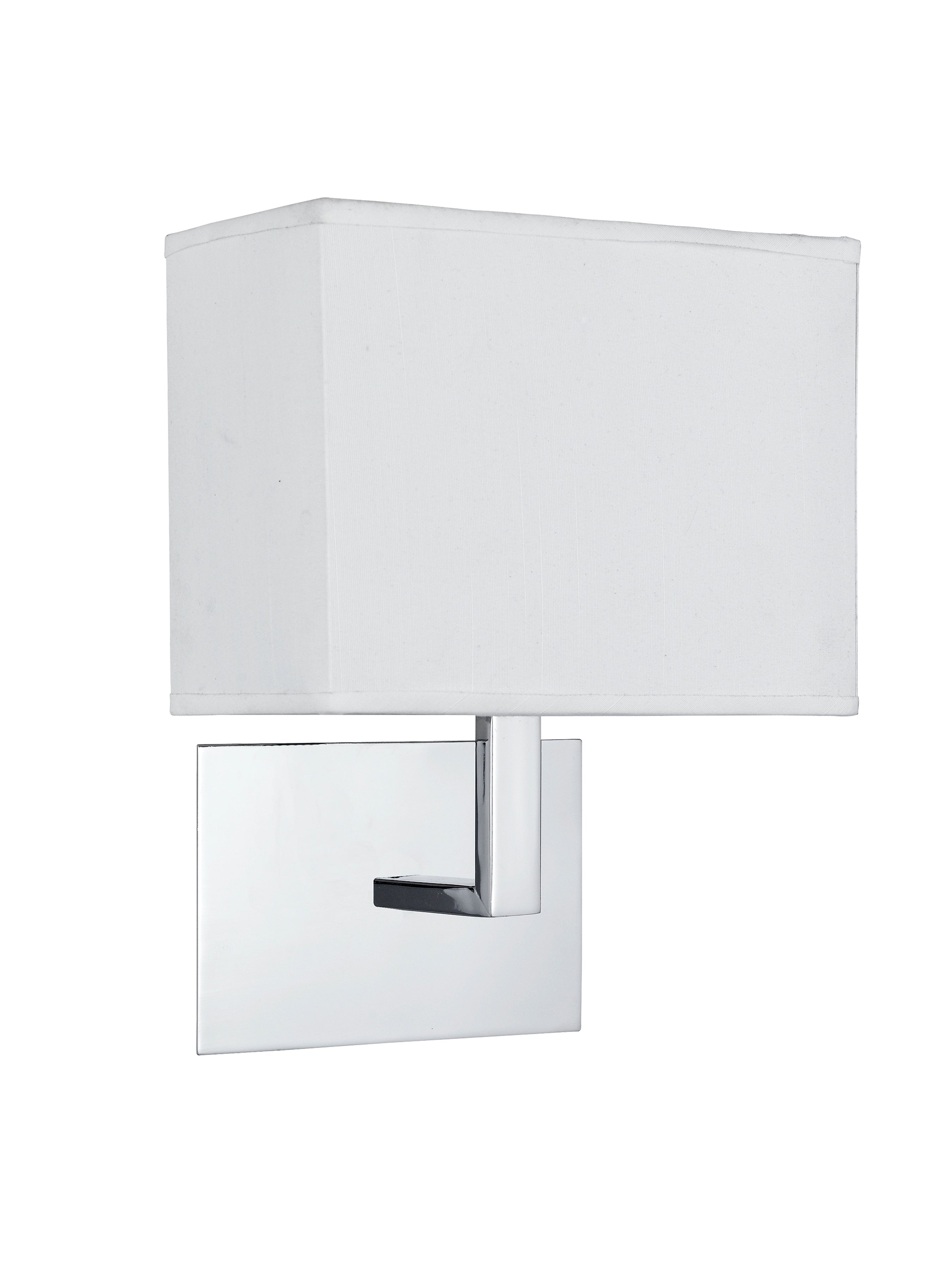 Searchlight Chrome Wall Light With White Rectangular Fabric Shade, Black Switch