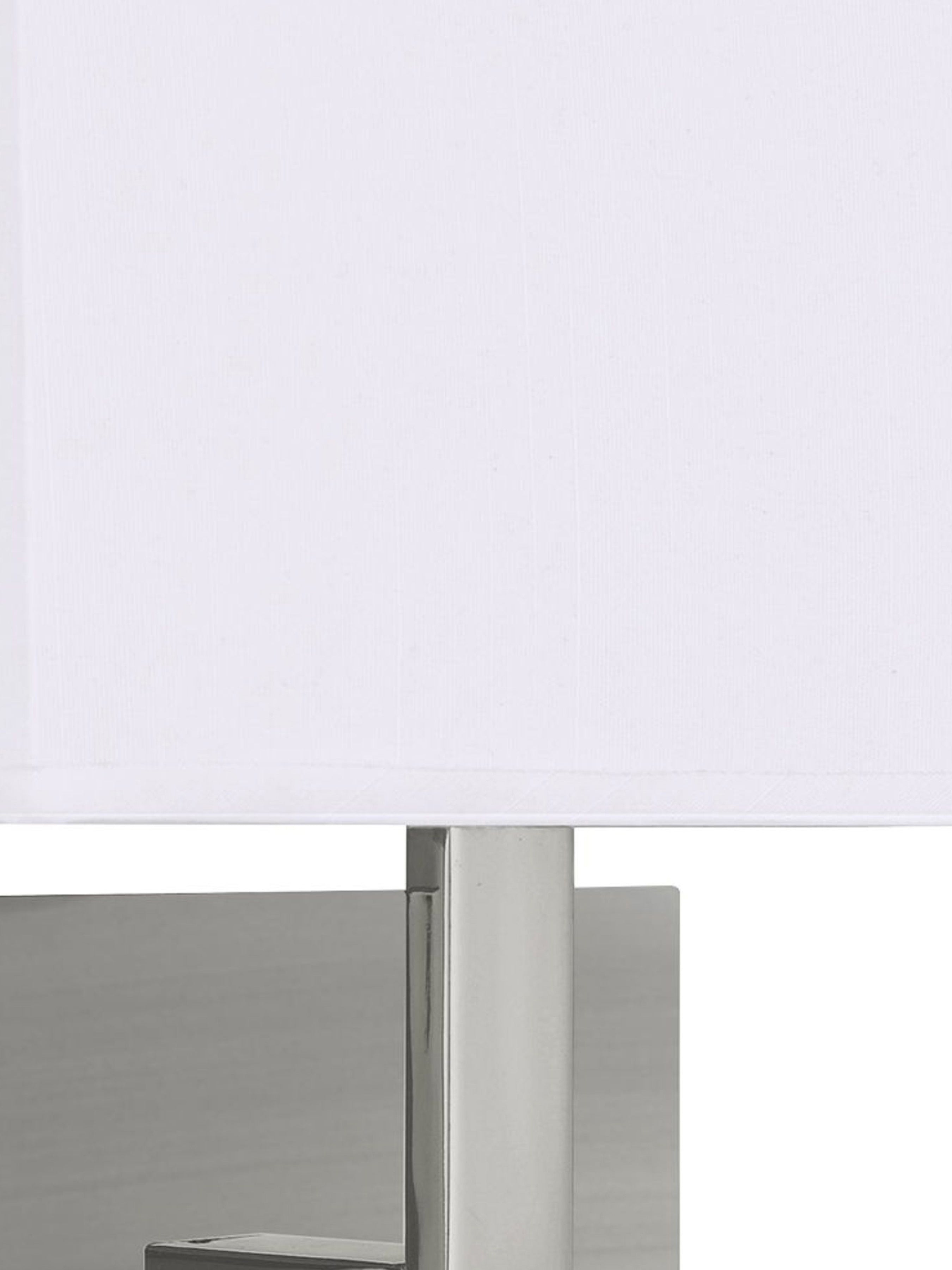 Searchlight Satin Silver Wall Light With White Rectangular Fabric Shade, Black Switch