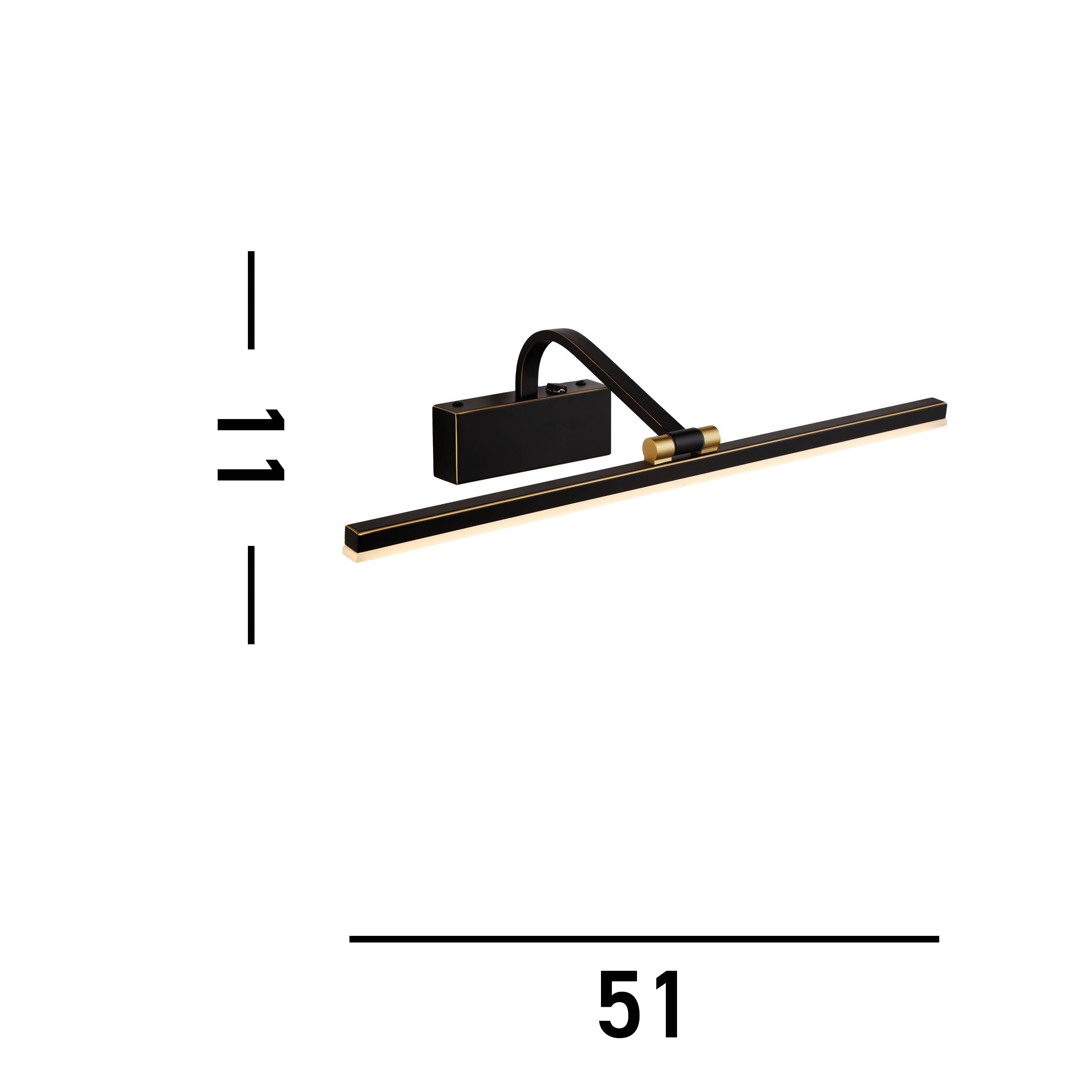 Searchlight LED Picture Light 510mm - Black Brushed Gold