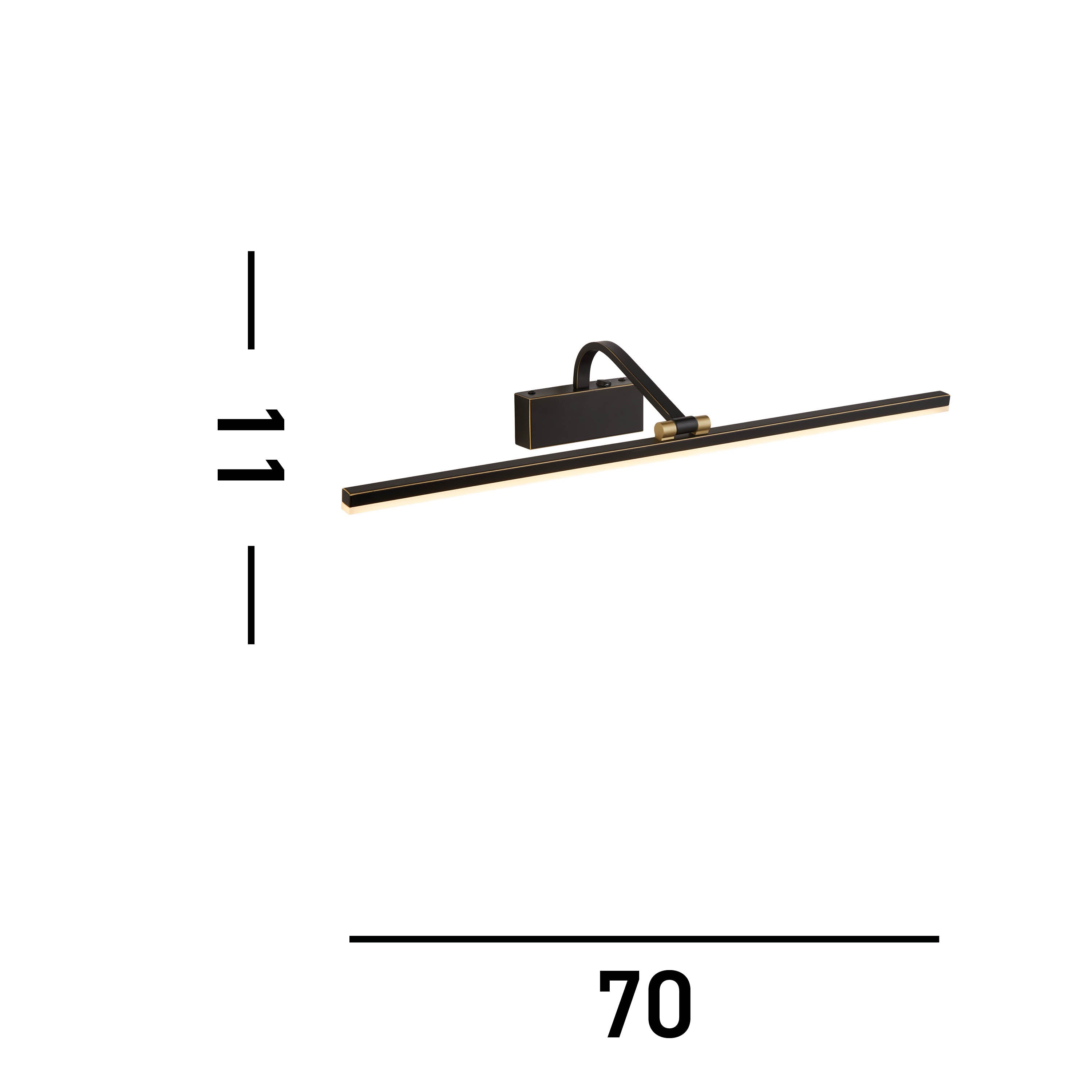 Searchlight LED Picture Light 710mm - Black Brushed Gold