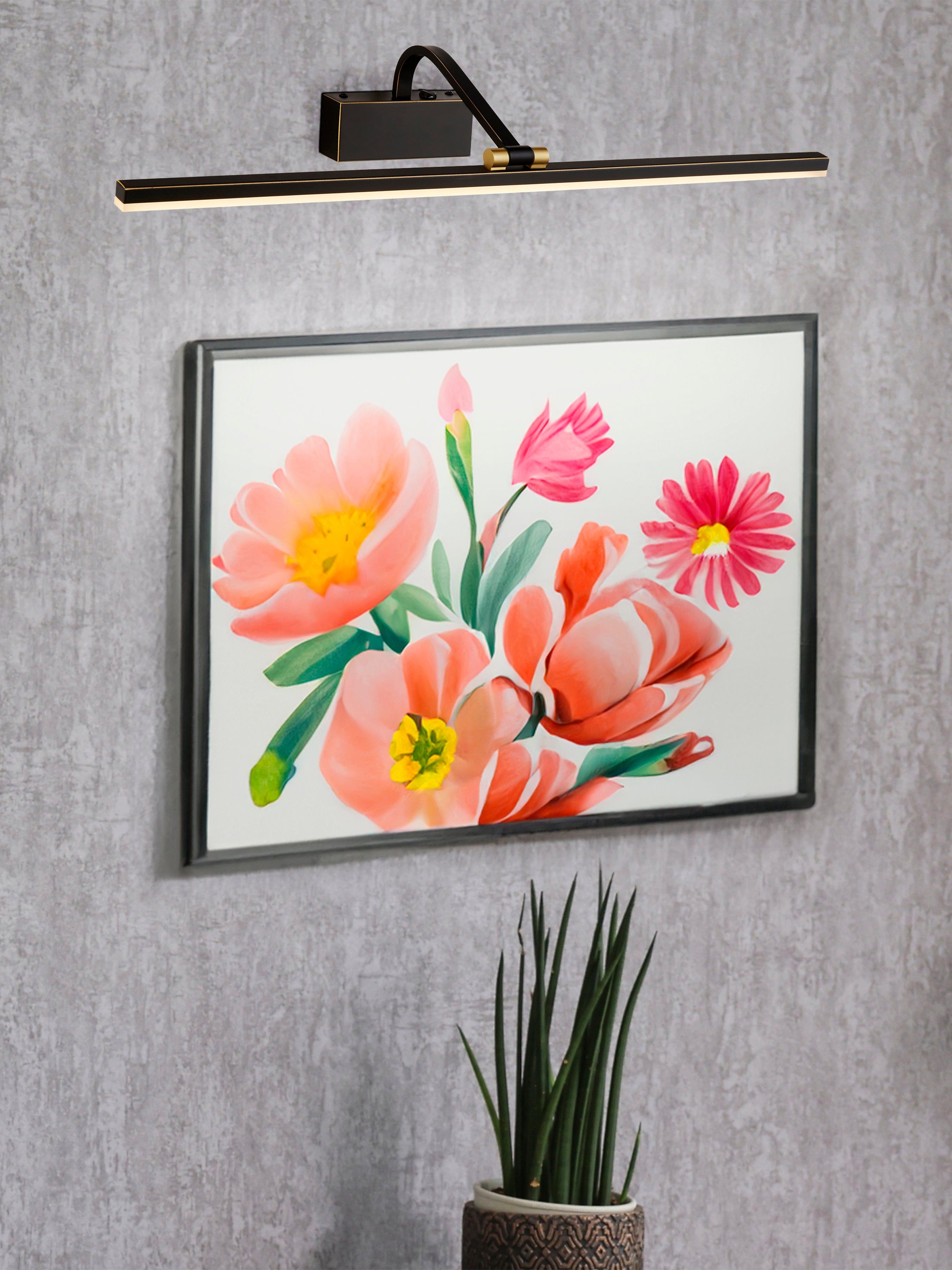 Searchlight LED Picture Light 710mm - Black Brushed Gold