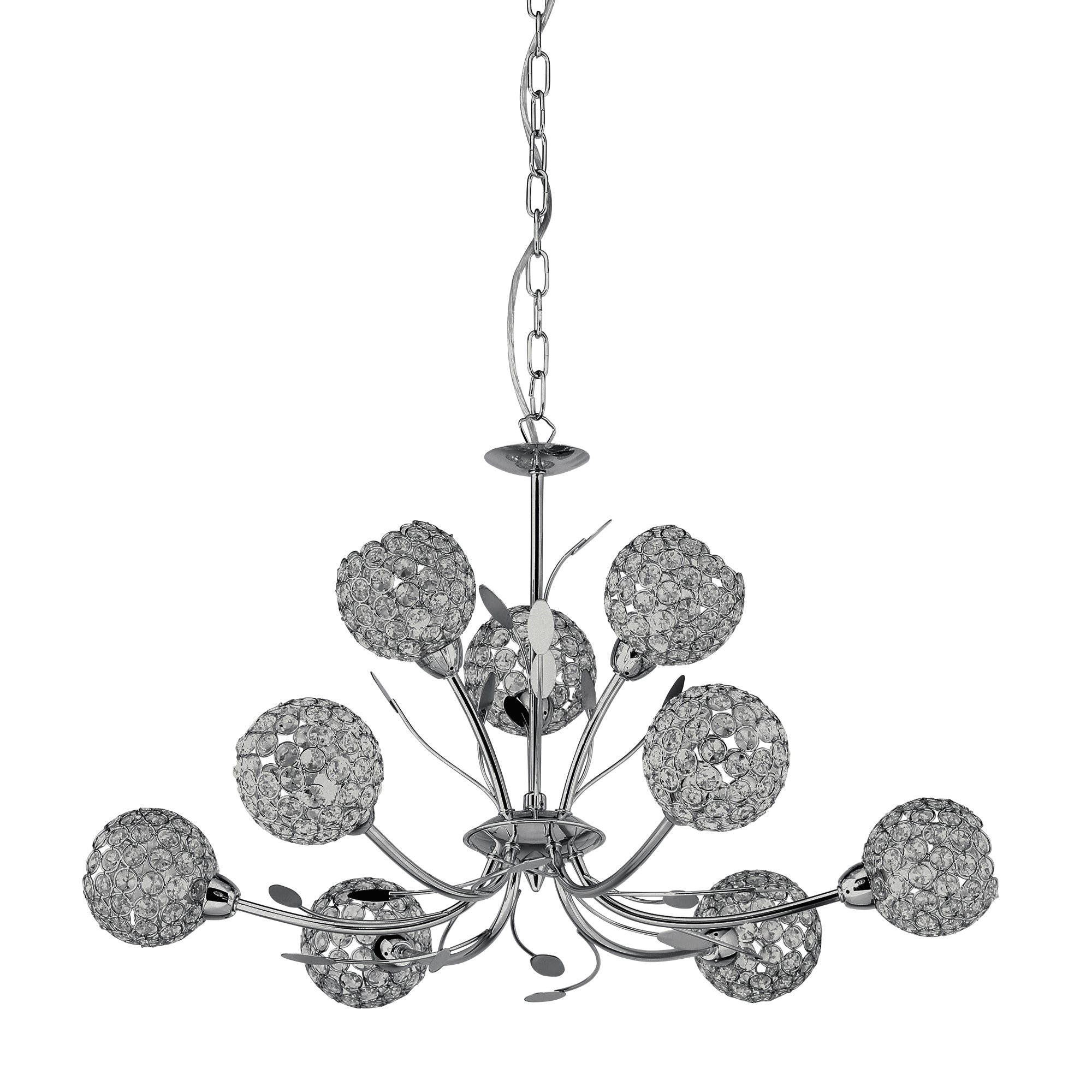 Searchlight Bay II 9 Light Pendant - Chrome & Clear Glass