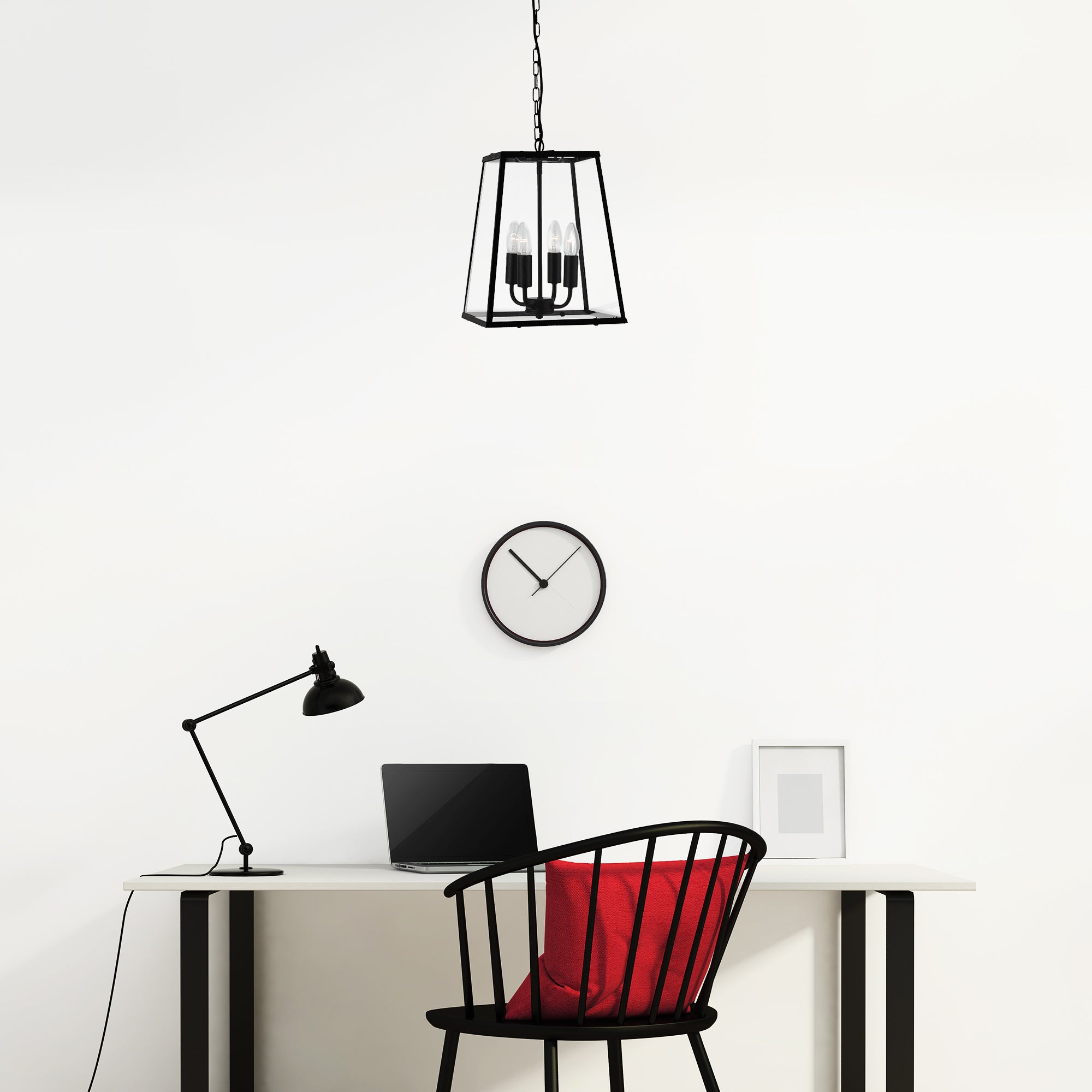 Searchlight Lake - 4 Light Black Pendant