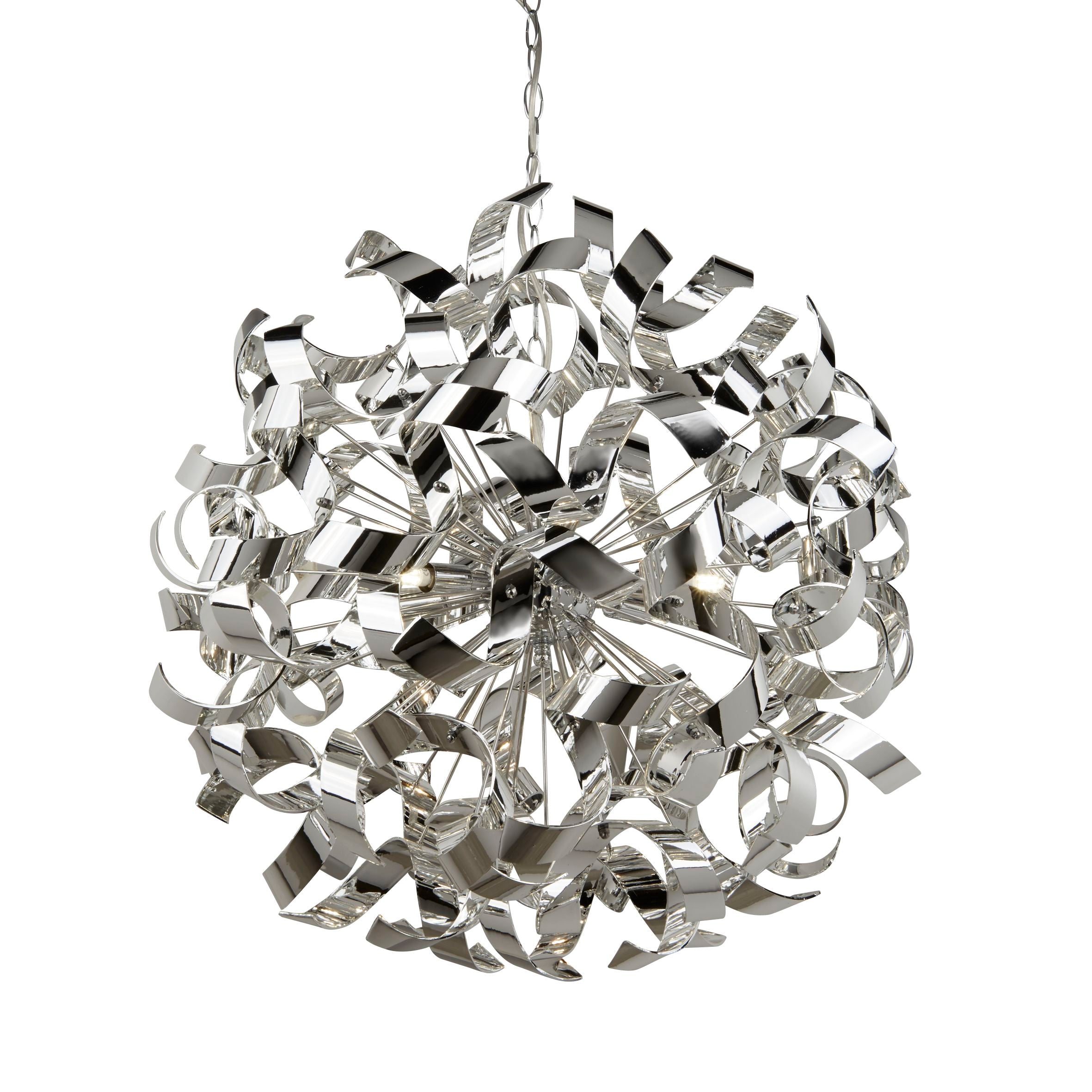 Searchlight Chancel 6 Light Pendant, Metal, Chrome